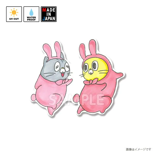 Mimi079　ステッカー　うさぎのみみちゃん　ネコチャン 1