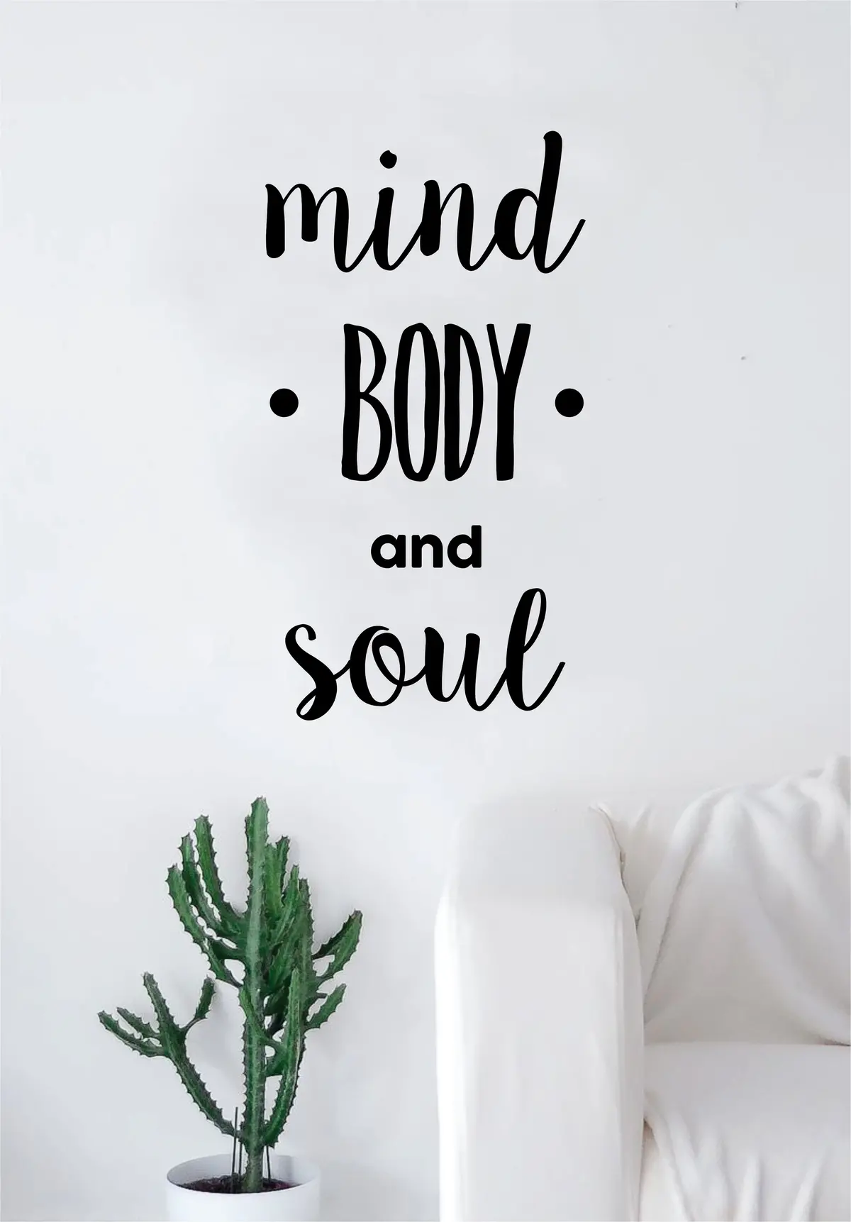 Mind Body And Soul Quote Wall Decal Sticker Room Art Vinyl Inspirational Decor Namaste Good Vibes Yoga 1
