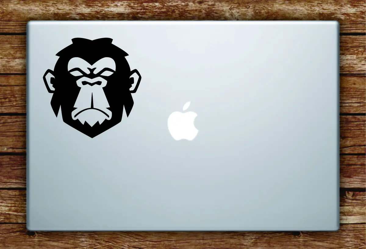 Monkey Face Laptop Apple Macbook Quote Wall Decal Sticker Art Vinyl Animal Jungle Ape Gorilla 1