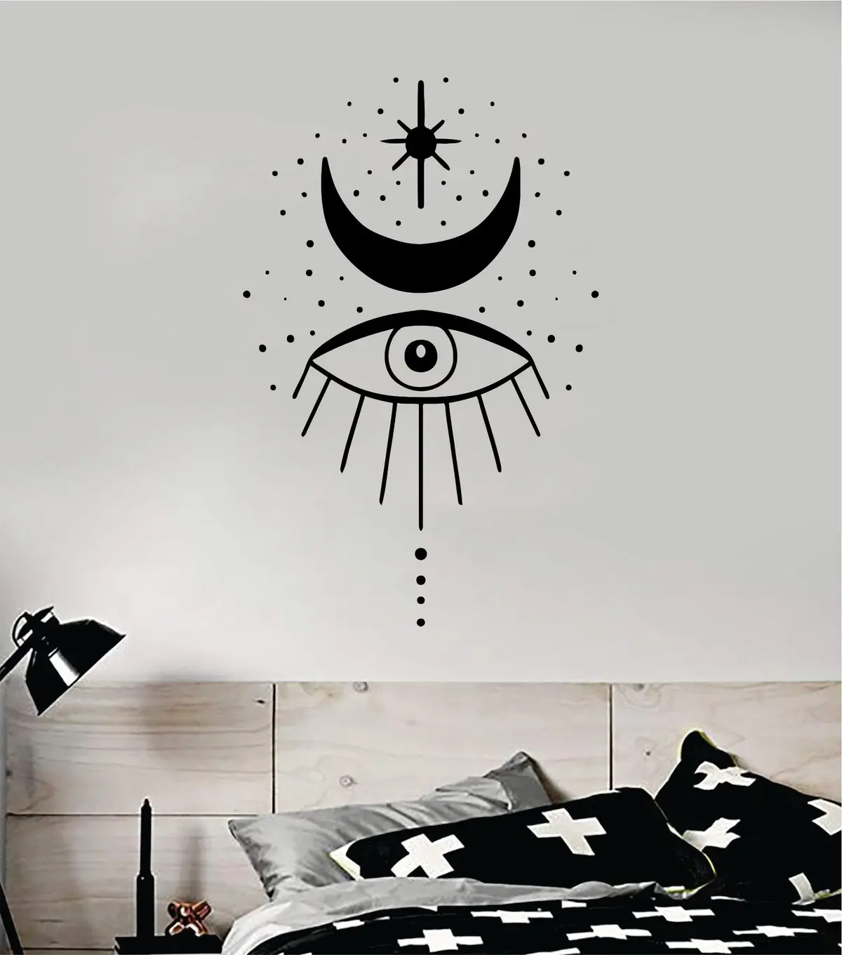 Moon Eye V2 Decal Sticker Wall Vinyl Art Wall Bedroom Room Home Decor Teen Inspirational Yoga Zen Meditate Namaste Tattoo Boho All Seeing 1