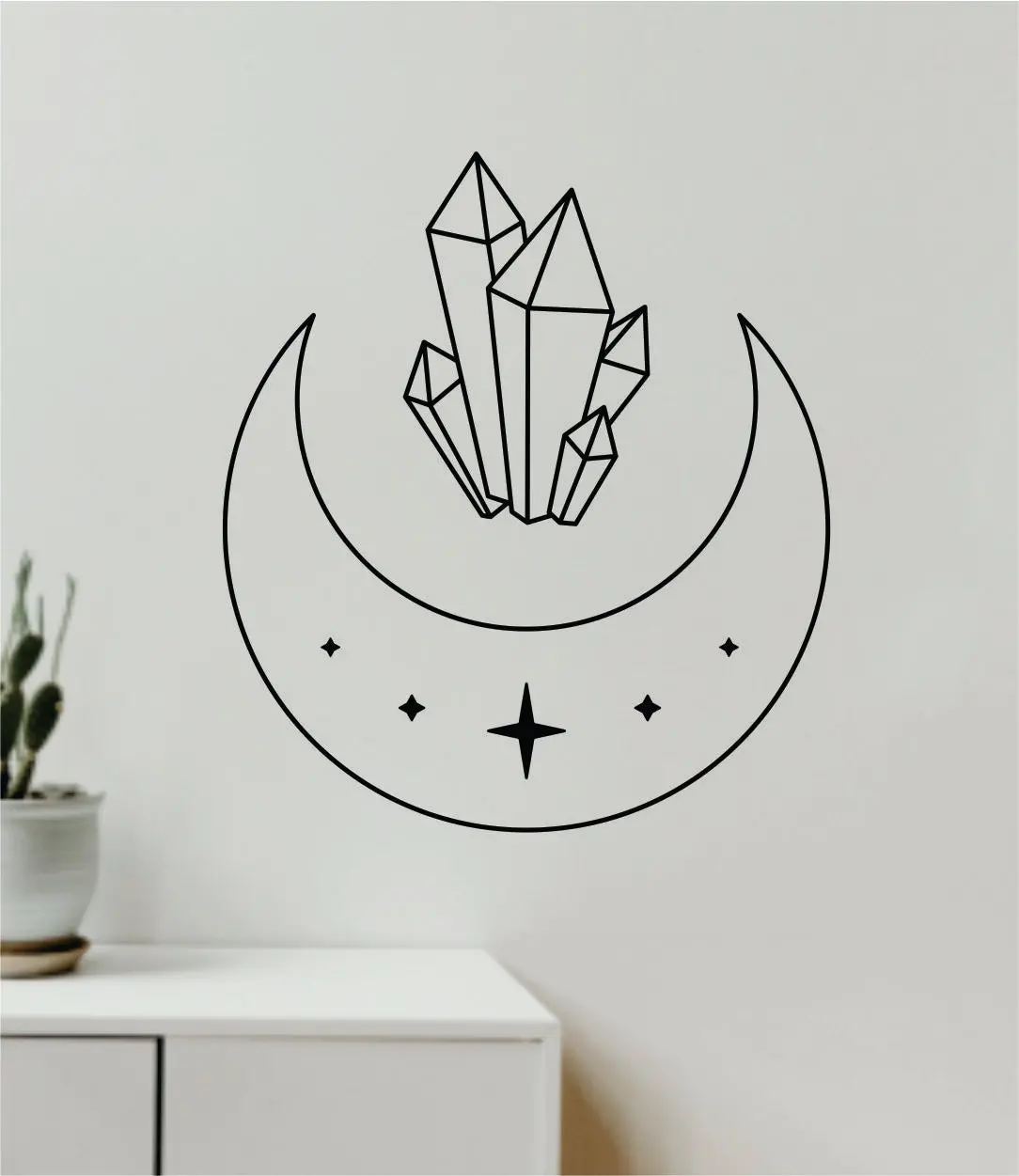 Moon Crystals V3 Decal Sticker Wall Vinyl Art Wall Bedroom Room Home Decor Teen Inspirational Girls Yoga Zen Meditate Namaste Tattoo 1
