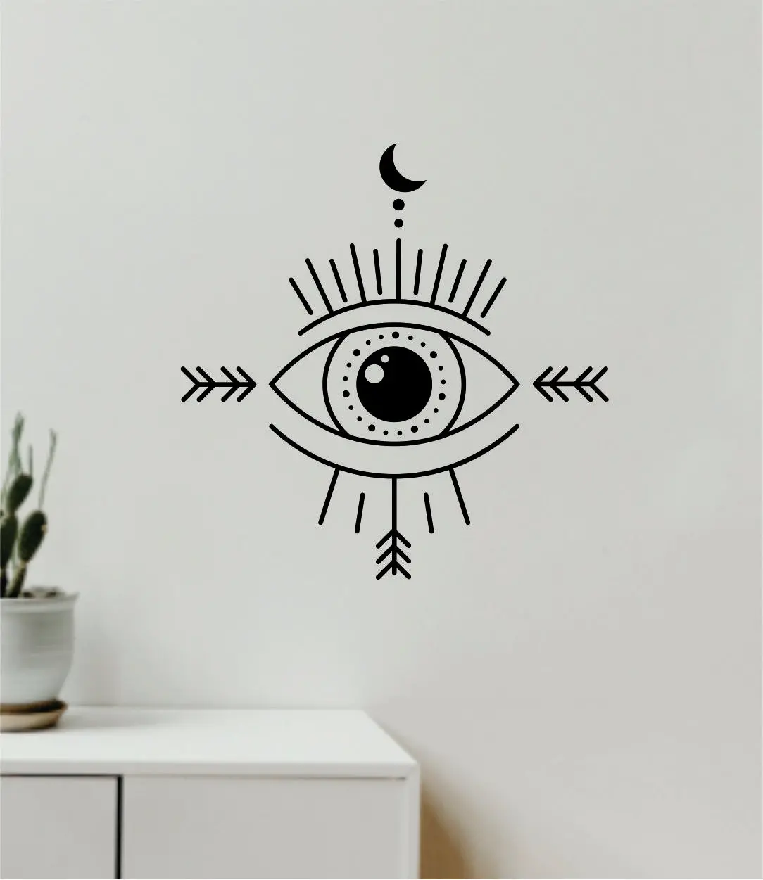 Moon Eye V4 Decal Sticker Wall Vinyl Art Wall Bedroom Room Home Decor Teen Inspirational Girls Yoga Zen Meditate Namaste Tattoo Boho All Seeing 1