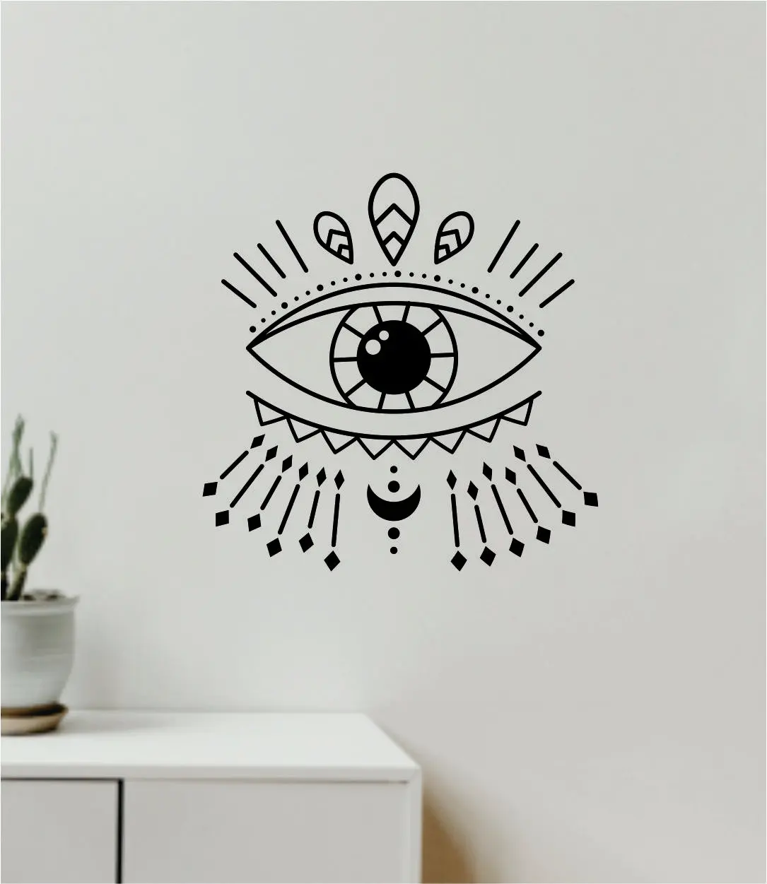 Moon Eye V5 Decal Sticker Wall Vinyl Art Wall Bedroom Room Home Decor Teen Inspirational Girls Yoga Zen Meditate Namaste Tattoo Boho All Seeing 1
