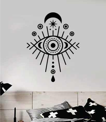 Moon Eye V6 Wall Decal Sticker Vinyl Art Bedroom Room Home Decor Teen Inspirational Girls Yoga Zen Meditate Namaste Tattoo Boho All Seeing 1