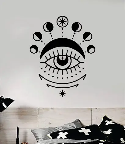 Moon Eye V7 Wall Decal Sticker Vinyl Art Bedroom Room Home Decor Teen Inspirational Girls Yoga Zen Meditate Namaste Tattoo Boho All Seeing 1