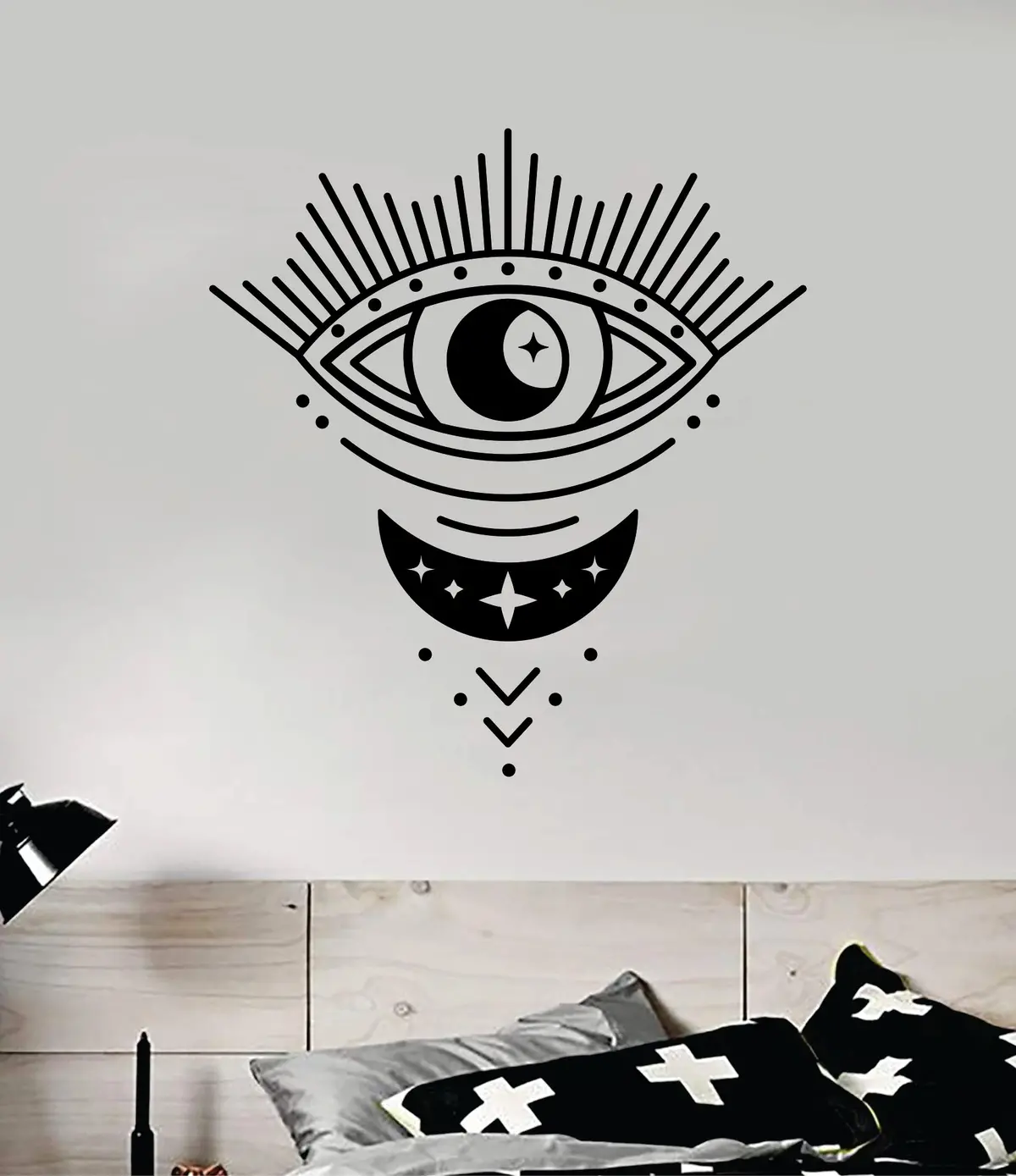 Moon Eye V8 Wall Decal Sticker Vinyl Art Bedroom Room Home Decor Teen Inspirational Girls Yoga Zen Meditate Namaste Tattoo Boho All Seeing 1