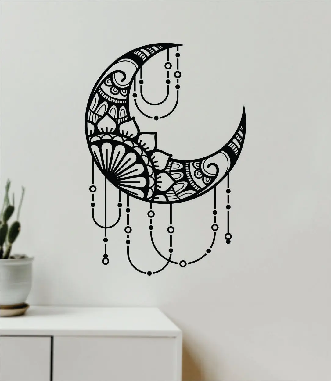 Moon Mandala V3 Art Wall Decal Sticker Vinyl Room Bedroom Decor Teen Geometric Dreamcatcher Boho Tattoo Flowers Girls Yoga Adventure 1