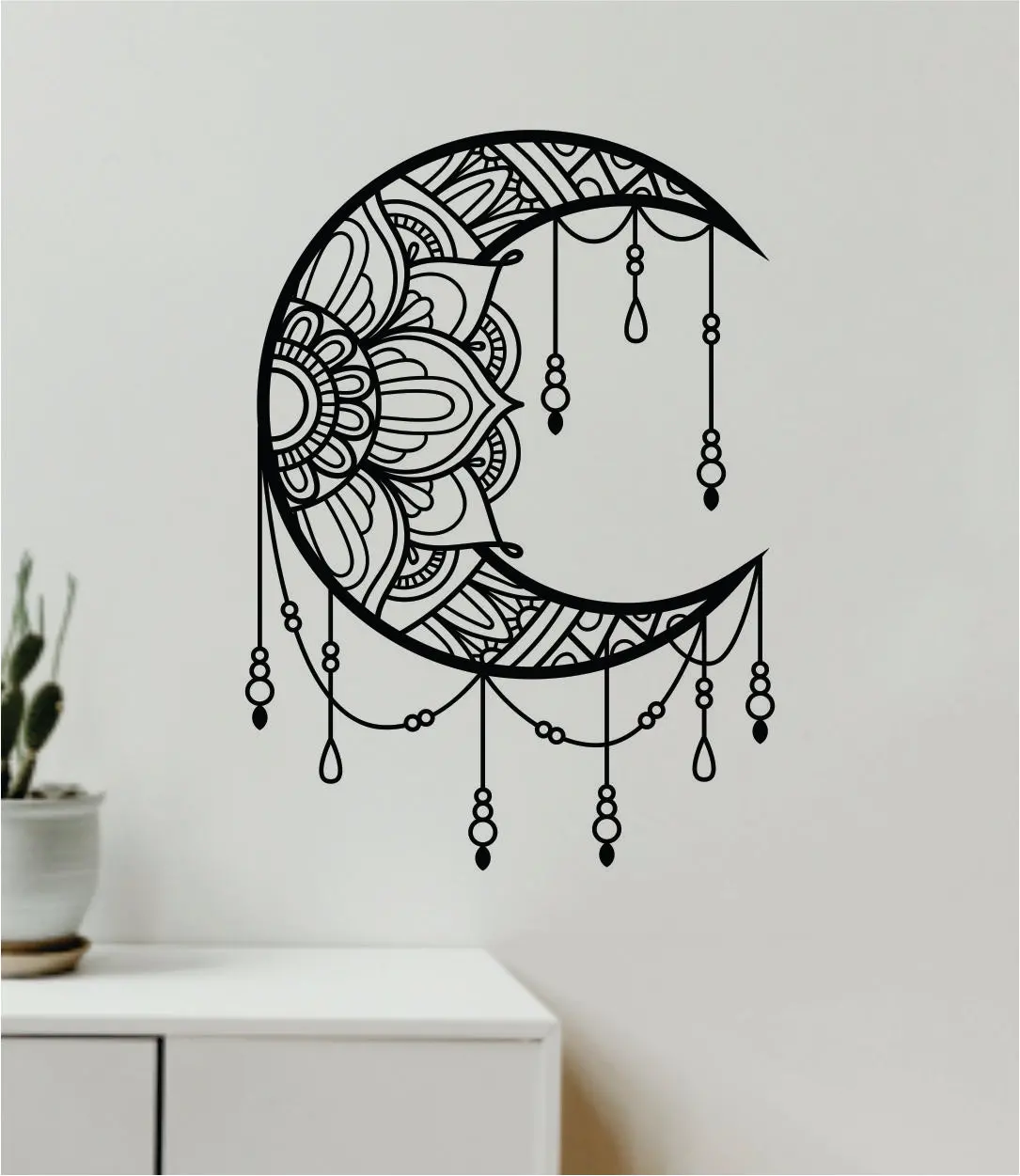 Moon Mandala V5 Art Wall Decal Sticker Vinyl Room Bedroom Decor Teen Geometric Dreamcatcher Boho Tattoo Flowers Girls Yoga Adventure 1