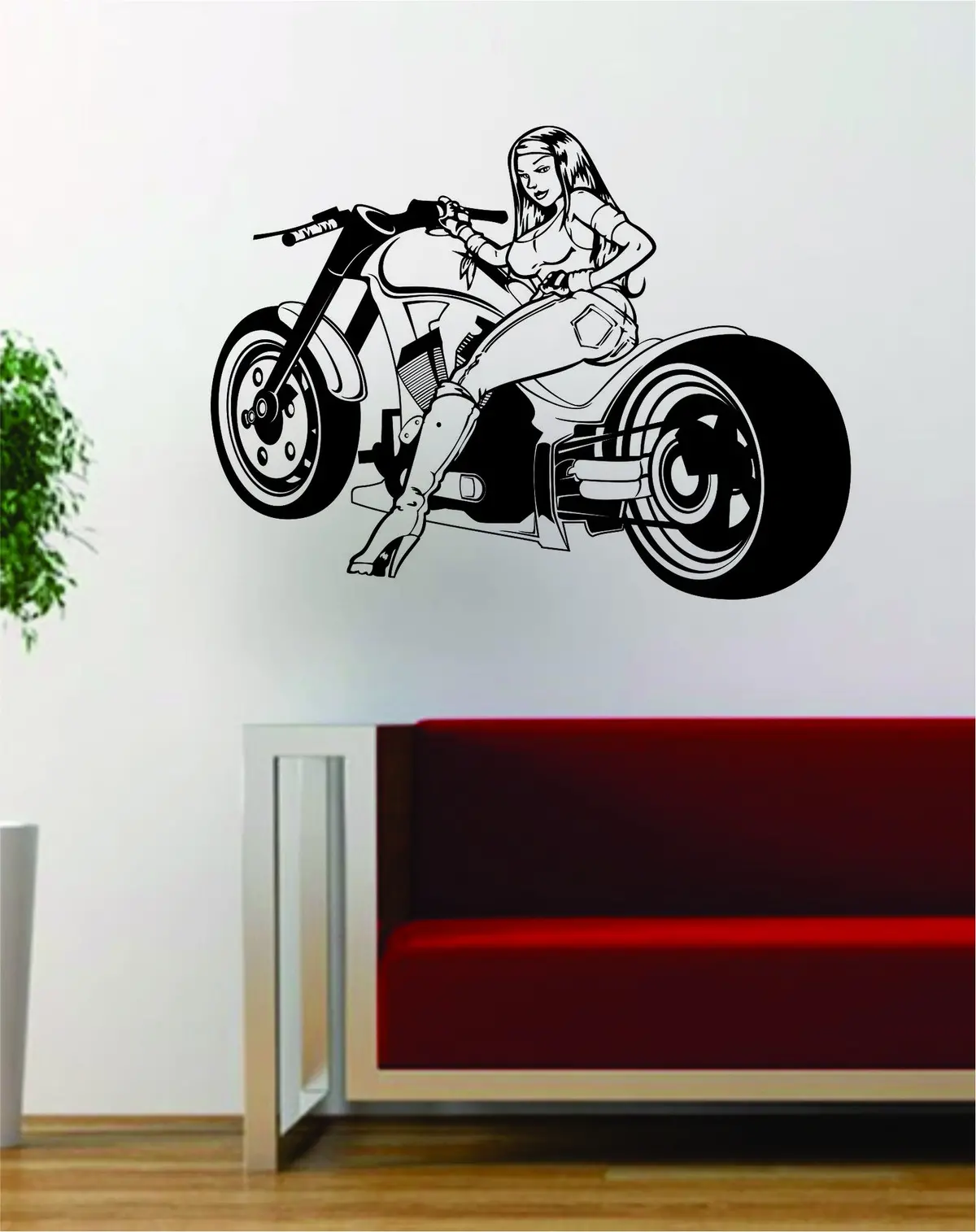 Motorcycle Pin Up Girl Design Decal Sticker Wall Vinyl Art Decor Home 1