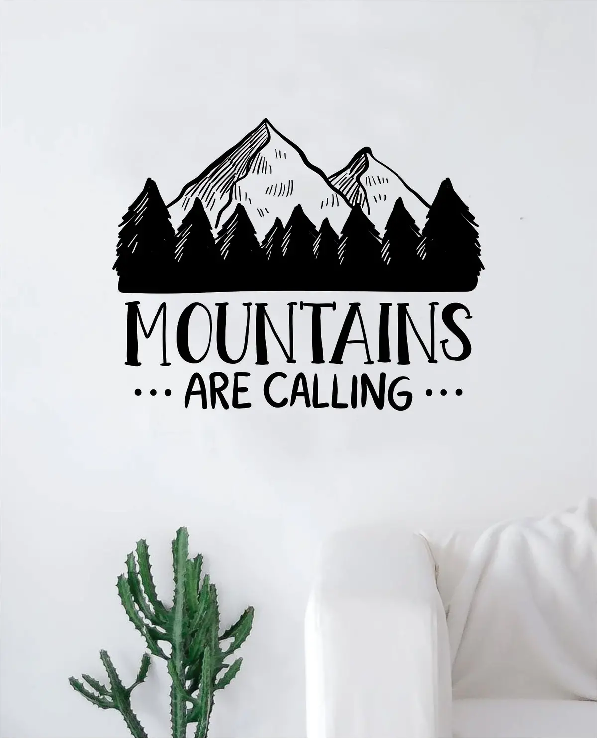 Mountains Are Calling V2 Decal Sticker Wall Vinyl Art Wall Bedroom Room Home Decor Inspirational Teen Nursery Travel Adventure 1