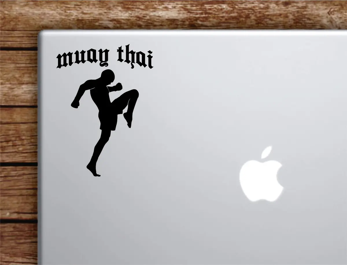 Muay Thai Kickbox Laptop Wall Decal Sticker Vinyl Art Quote Macbook Decor Car Window Truck Kids Baby Teen Inspirational Girls Boys Sports Mma Fight Gym 1