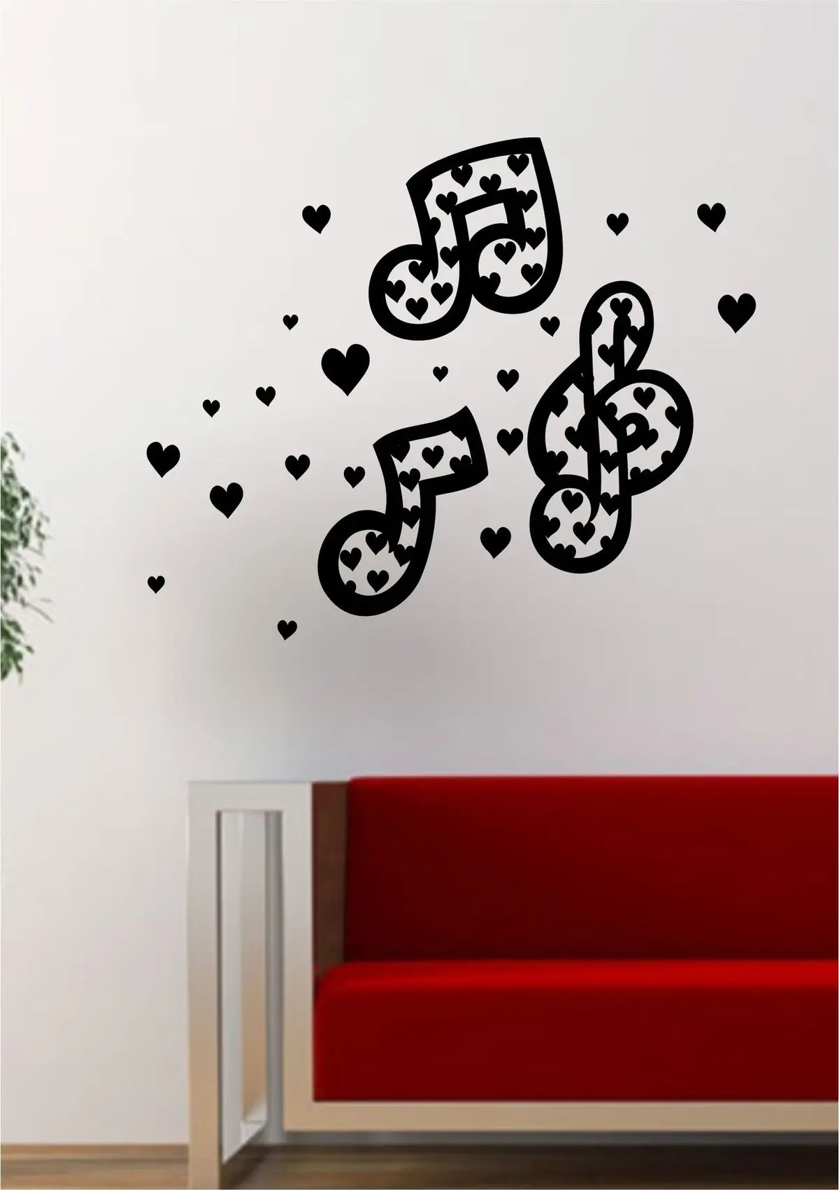 Music Notes Hearts Art Decal Sticker Wall Vinyl Decor Home Room 1