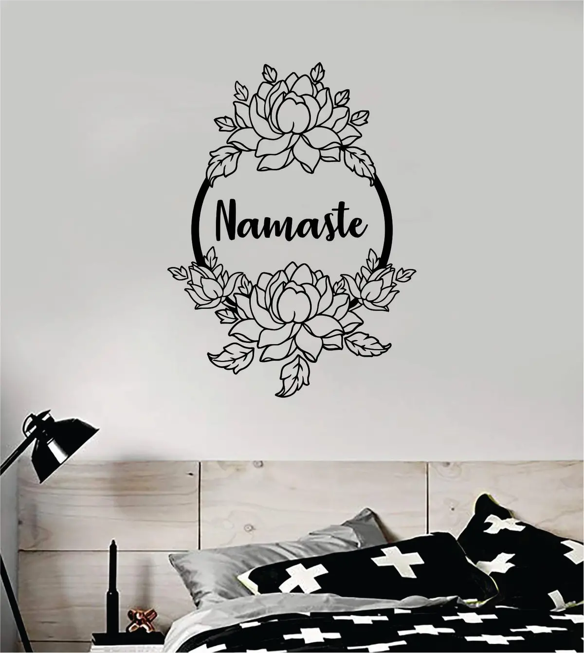 Namaste Lotus Flowers Quote Wall Decal Sticker Vinyl Art Decor Bedroom Namaste Yoga Om Meditate Zen Buddha Teen Kids Baby 1