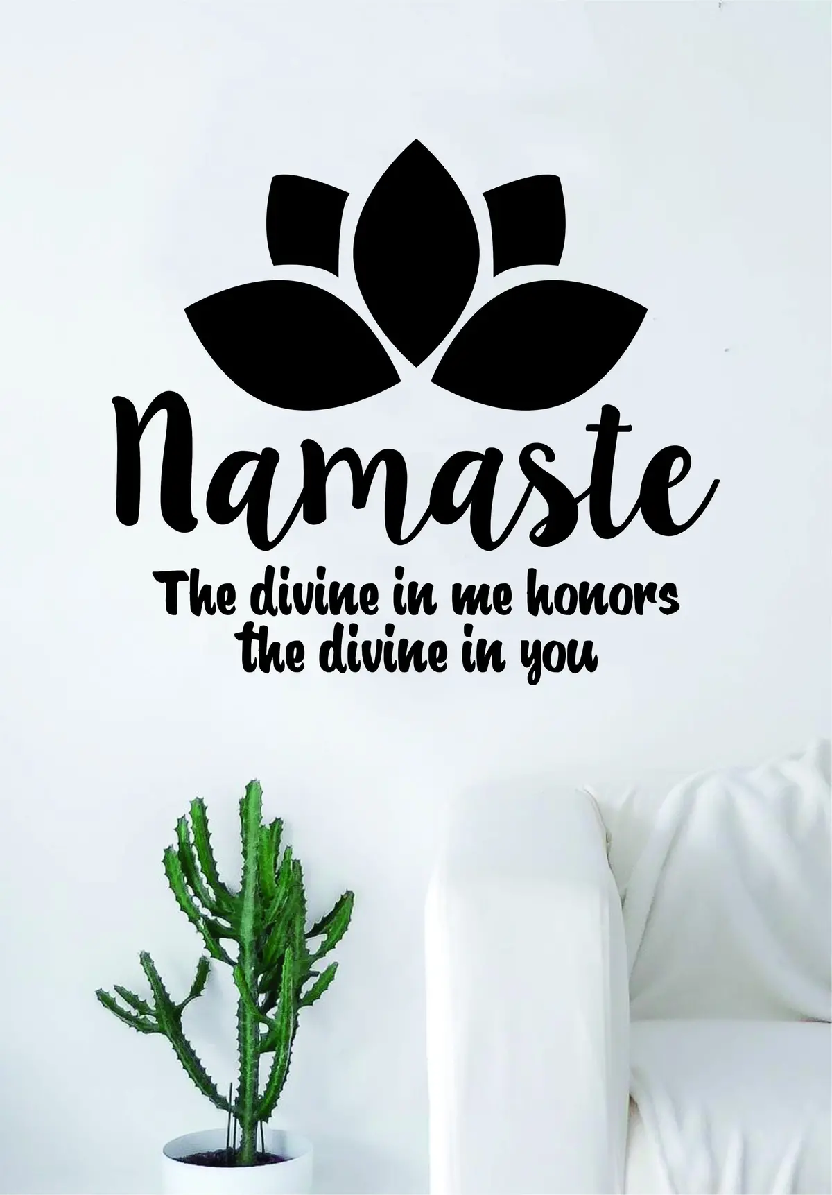 Namaste The Divine Lotus Flower Quote Decal Sticker Wall Vinyl Art Decor Namaste Yoga Mandala Om Meditate Zen Buddha 1