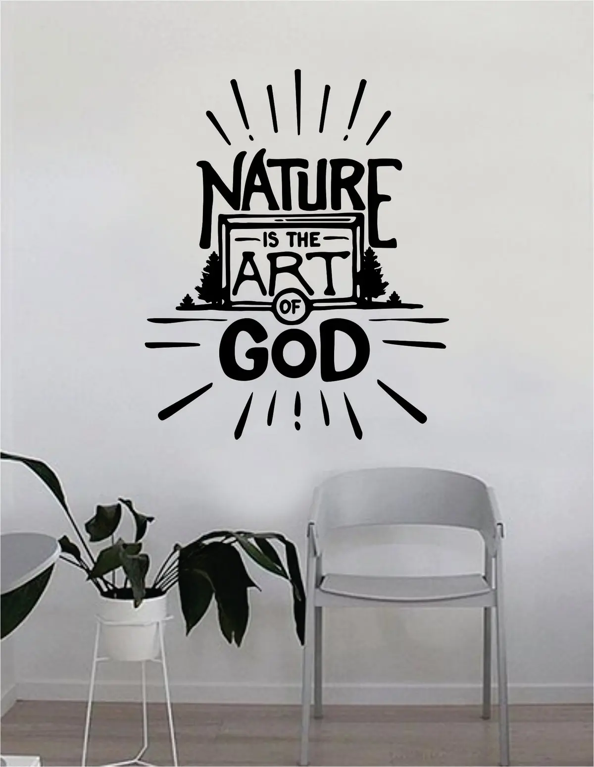Nature Is The Art Of God Wall Decal Quote Home Room Decor Decoration Art Vinyl Sticker Inspirational Motivational Adventure Teen Travel Wanderlust Explore Religious Spiritual 1