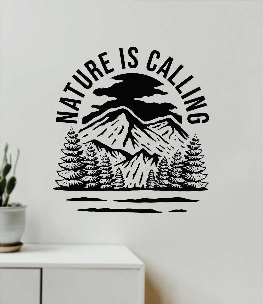 Nature Is Calling Adventure Wall Decal Home Decor Art Sticker Vinyl Bedroom Boy Girl Teen Travel Mountains Hike Wanderlust School Nursery 1