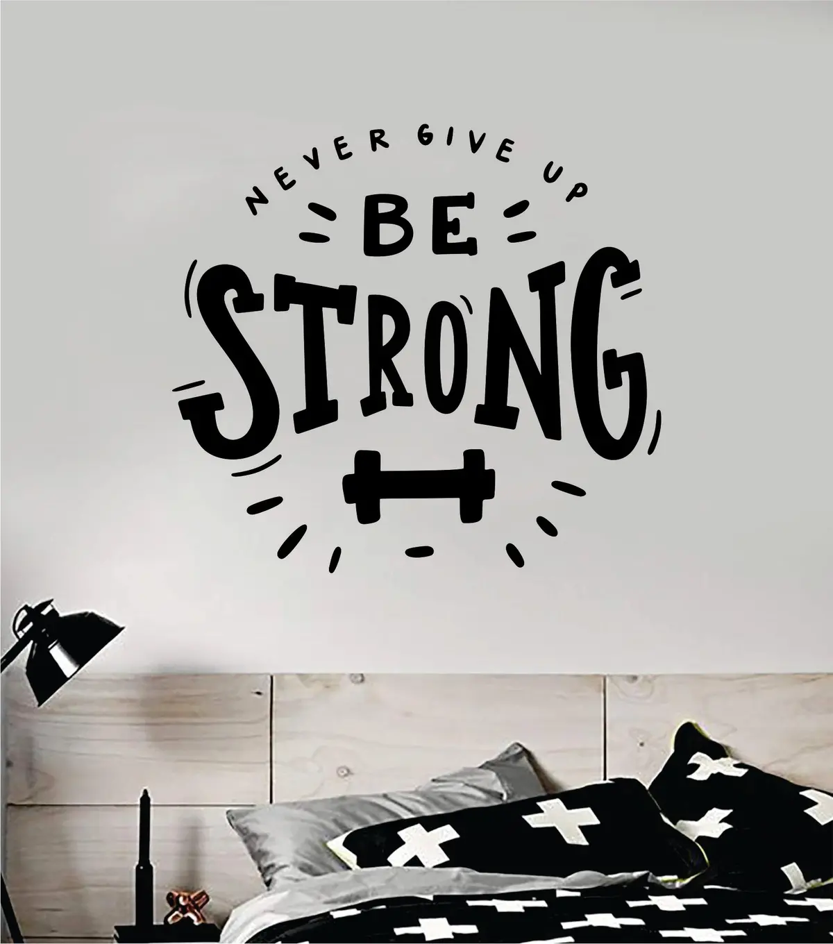 Never Give Up Be Strong Wall Decal Sticker Vinyl Art Bedroom Room Home Decor Inspirational Motivational School Teen Gym Fitness Health 1