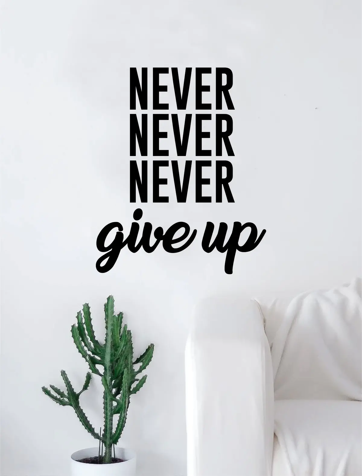 Never Give Up Quote Design Decal Sticker Wall Vinyl Decor Art Inspirational Motivational Fitness Gym 1