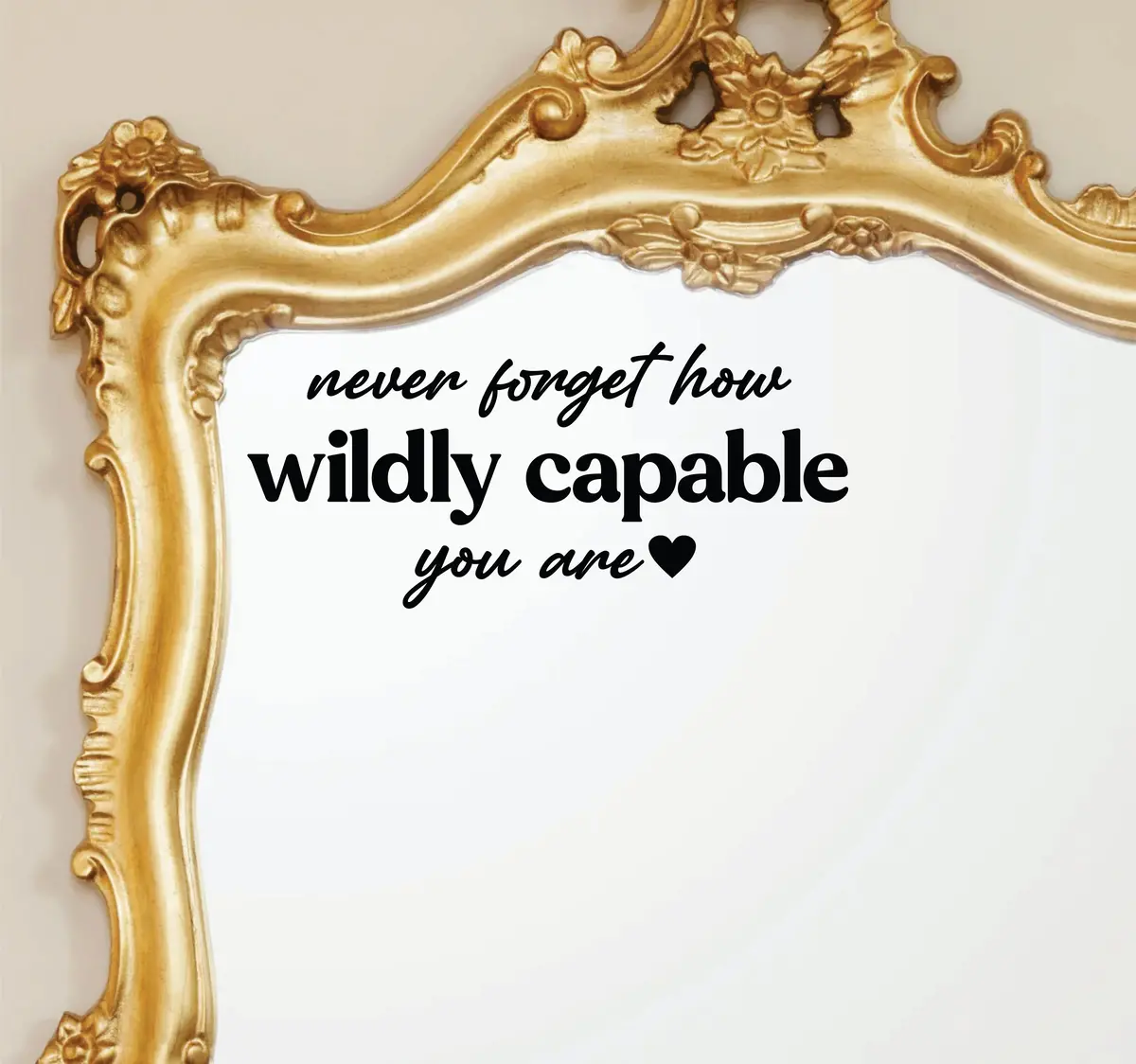 Never Forget How Wildly Capable You Are Wall Decal Mirror Sticker Vinyl Quote Bedroom Girls Women Inspirational Motivational Positive Affirmations Beauty Vanity Lashes Brows 1