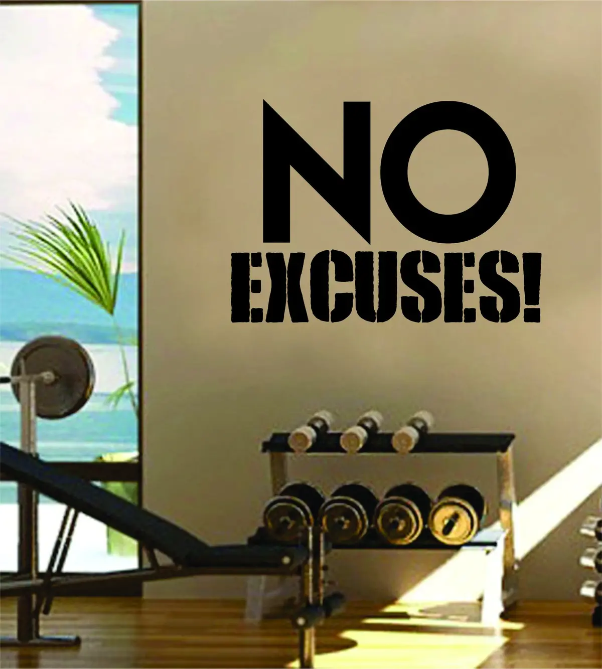 No Excuses Gym Fitness Quote Weights Health Design Decal Sticker Wall Vinyl Art Decor Home 1