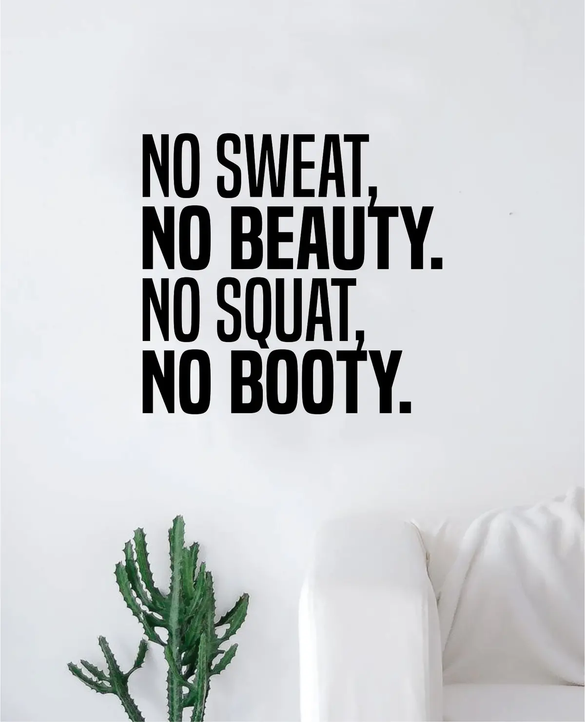 No Sweat Beauty Squat Booty Girls Decal Sticker Wall Vinyl Art Wall Bedroom Room Decor Motivational Inspirational Teen Sports Gym Fitness 1