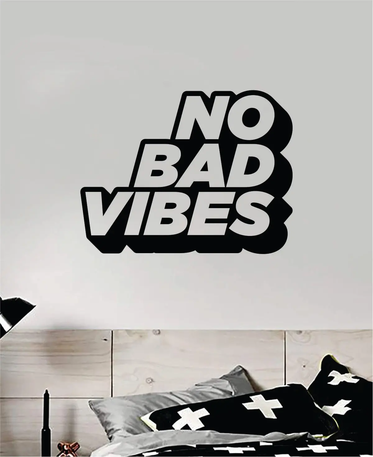 No Bad Vibes V2 Quote Wall Decal Sticker Vinyl Art Bedroom Home Room Decor Inspirational Cute Positive Kids Teen School Nursery Girls 1