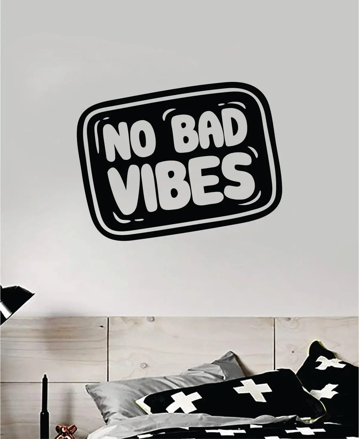 No Bad Vibes V3 Quote Wall Decal Sticker Vinyl Art Bedroom Home Room Decor Inspirational Cute Positive Kids Teen School Nursery Girls 1