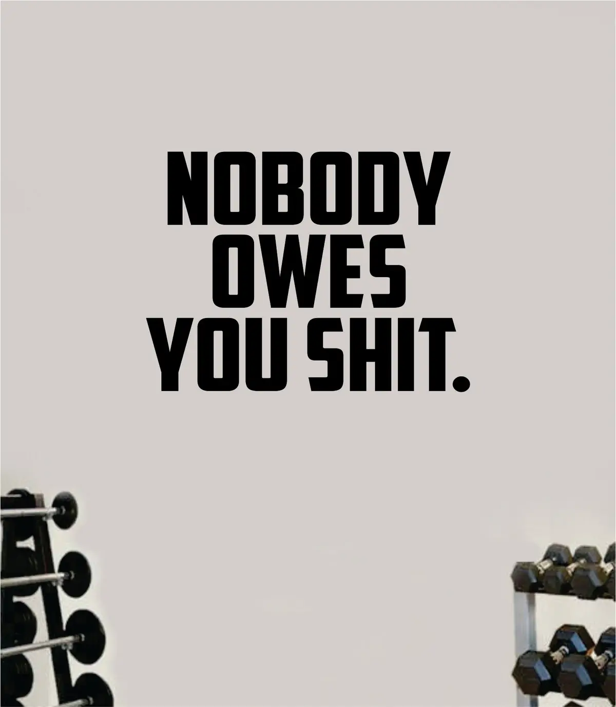 Nobody Owes You Shi Wall Decal Home Decor Bedroom Room Vinyl Sticker Art Teen Work Out Quote Beast Gym Fitness Lift Strong Inspirational Motivational Health 1
