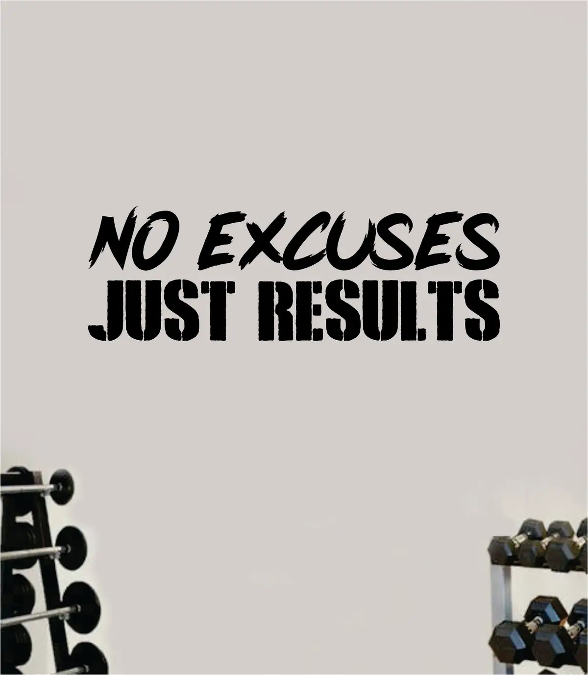 No Excuses Just Results Gym Fitness Wall Decal Home Decor Bedroom Room Vinyl Sticker Teen Art Quote Beast Lift Train Inspirational Motivational Health Girls Exercise 1