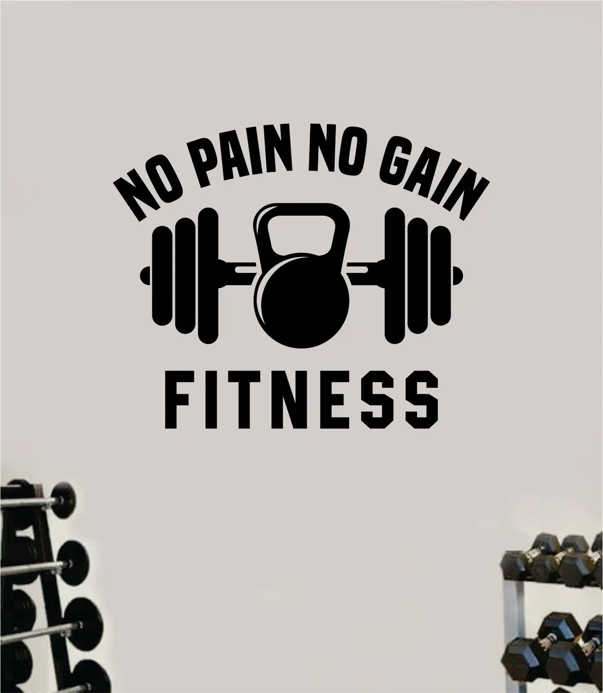 No Pain No Gain Fitness Gym Wall Decal Home Decor Bedroom Room Vinyl Sticker Art Teen Work Out Quote Beast Lift Strong Inspirational Motivational Health School 1