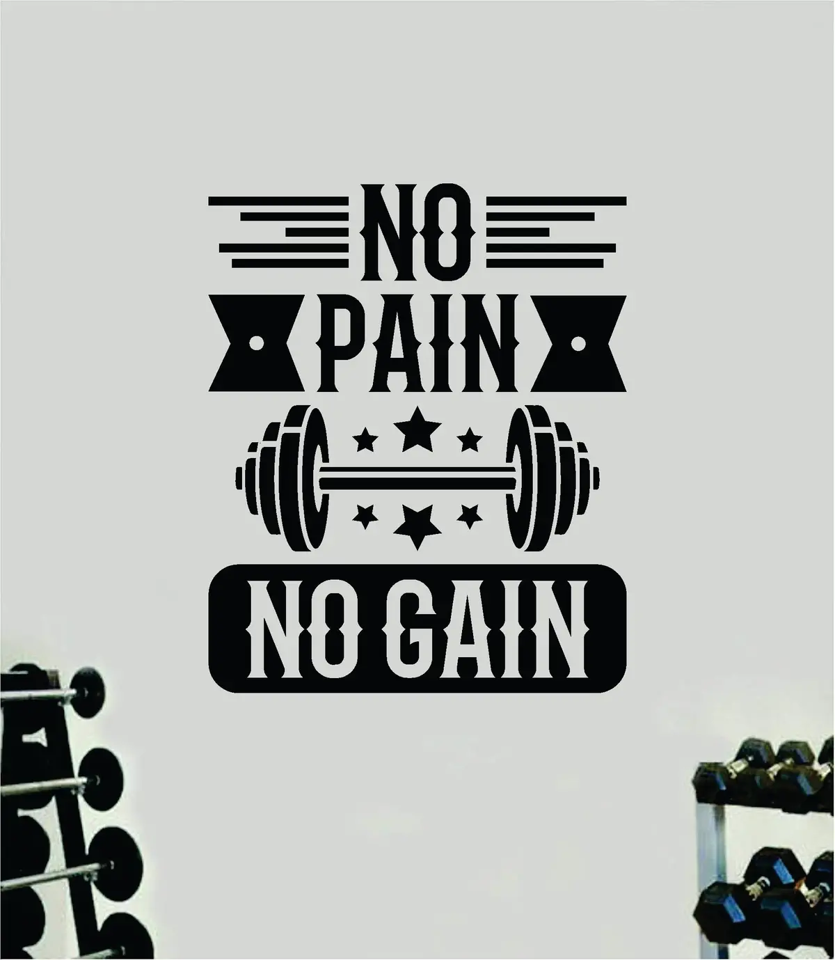 No Pain No Gain V11 Quote Wall Decal Sticker Vinyl Art Home Decor Bedroom Boy Girl Inspirational Motivational Men Gym Fitness Health Exercise Lift Beast 1