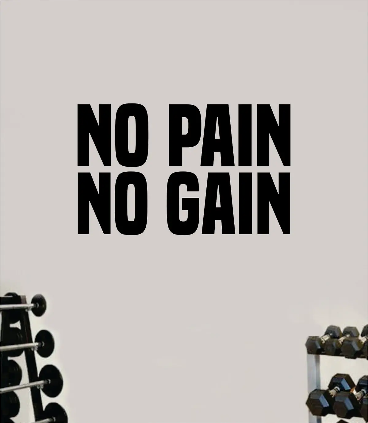 No Pain No Gain V4 Fitness Gym Wall Decal Home Decor Bedroom Room Vinyl Sticker Art Teen Work Out Quote Beast Strong Inspirational Motivational Health School Lift 1