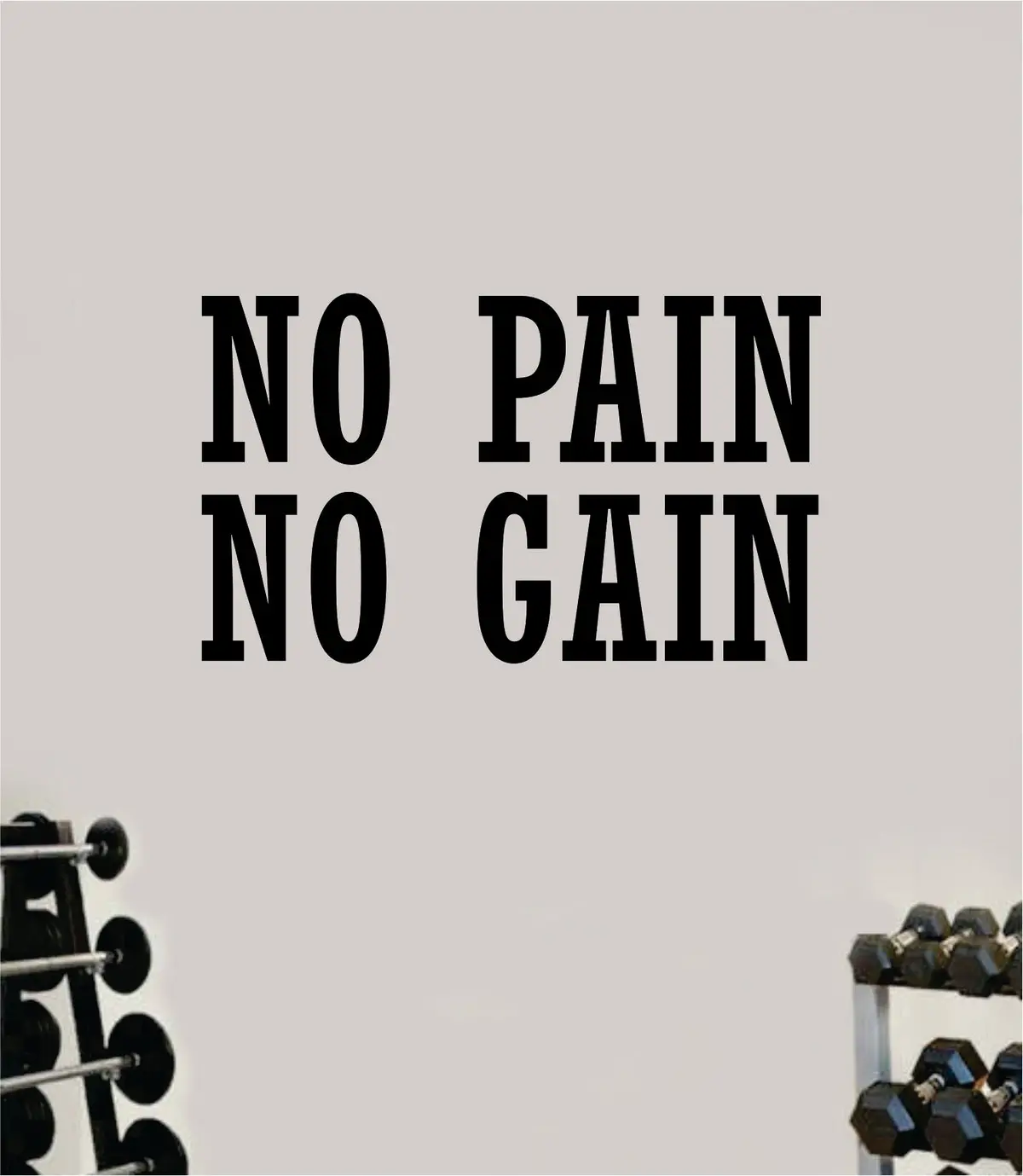 No Pain No Gain V5 Fitness Gym Wall Decal Home Decor Bedroom Room Vinyl Sticker Art Teen Work Out Quote Beast Strong Inspirational Motivational Health School Lift 1