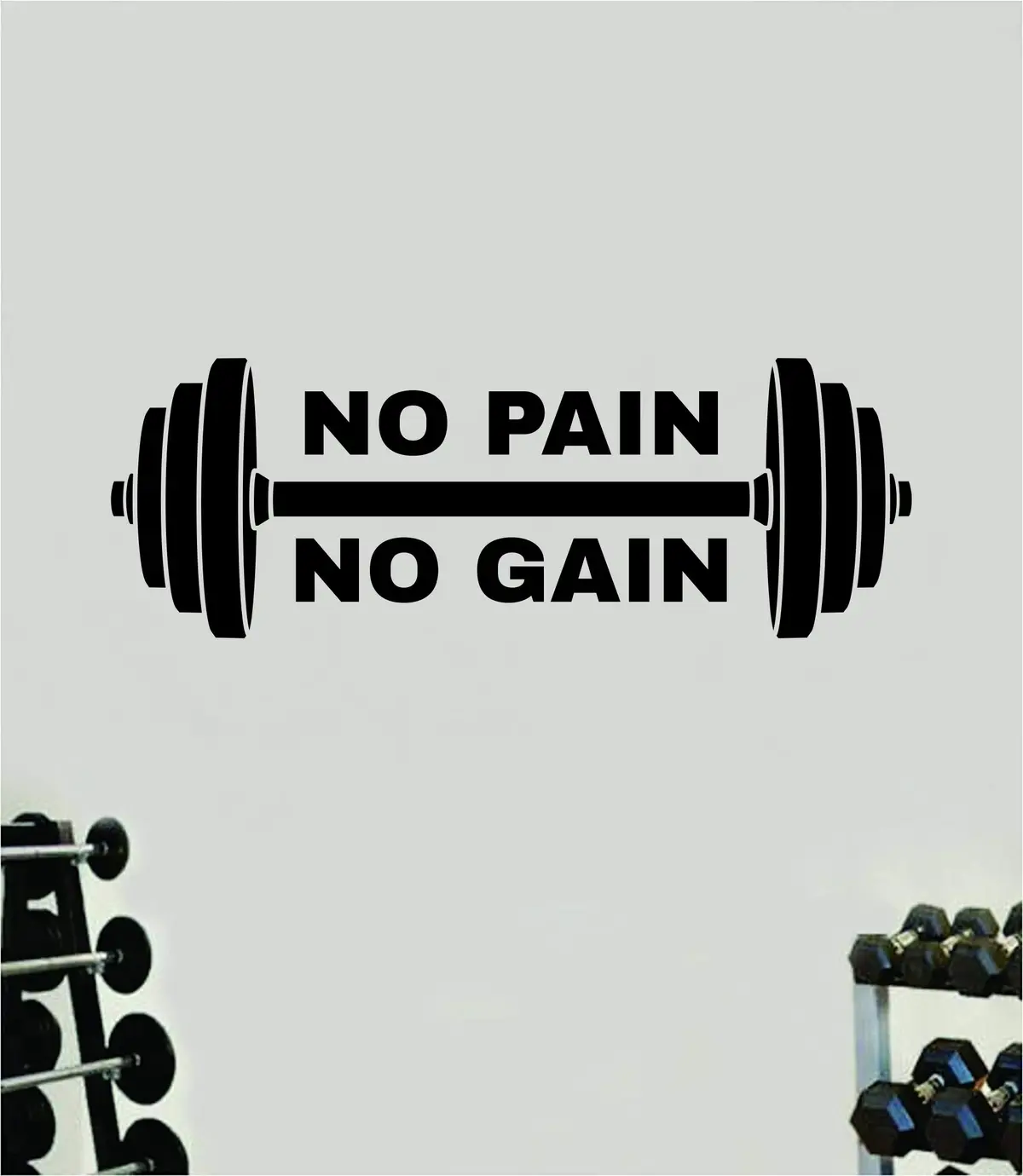 No Pain No Gain V9 Quote Wall Decal Sticker Vinyl Art Decor Bedroom Room Boy Girl Inspirational Motivational Gym Fitness Health Exercise Lift Beast Workout 1