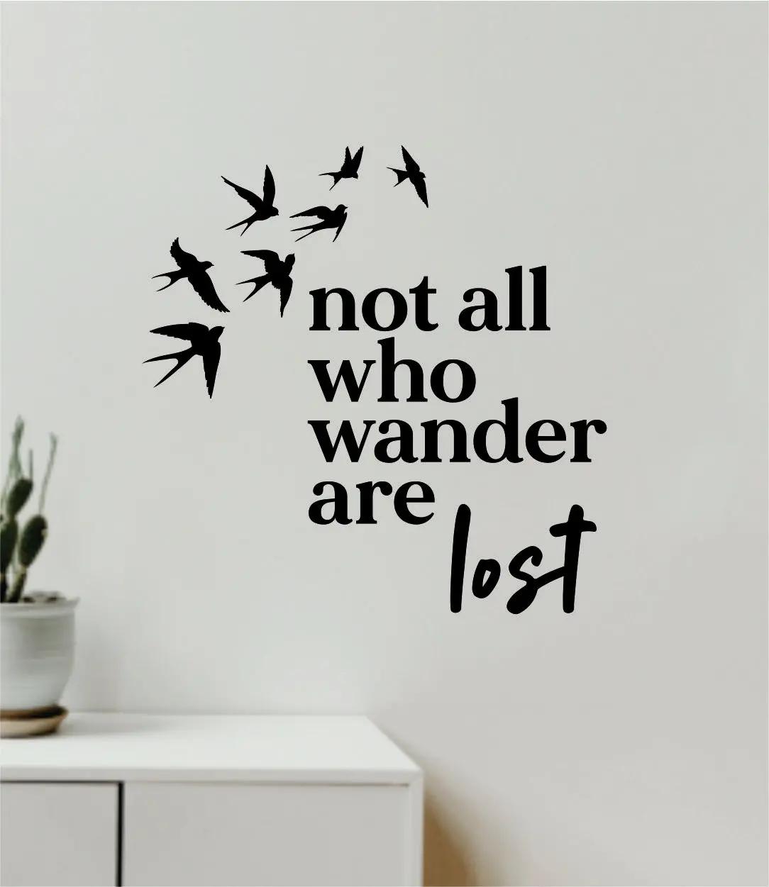 Not All Who Wander Are Lost V4 Decal Sticker Quote Wall Vinyl Art Wall Bedroom Room Home Decor Inspirational Teen Baby Nursery Girls Playroom School Adventure Birds Travel 1