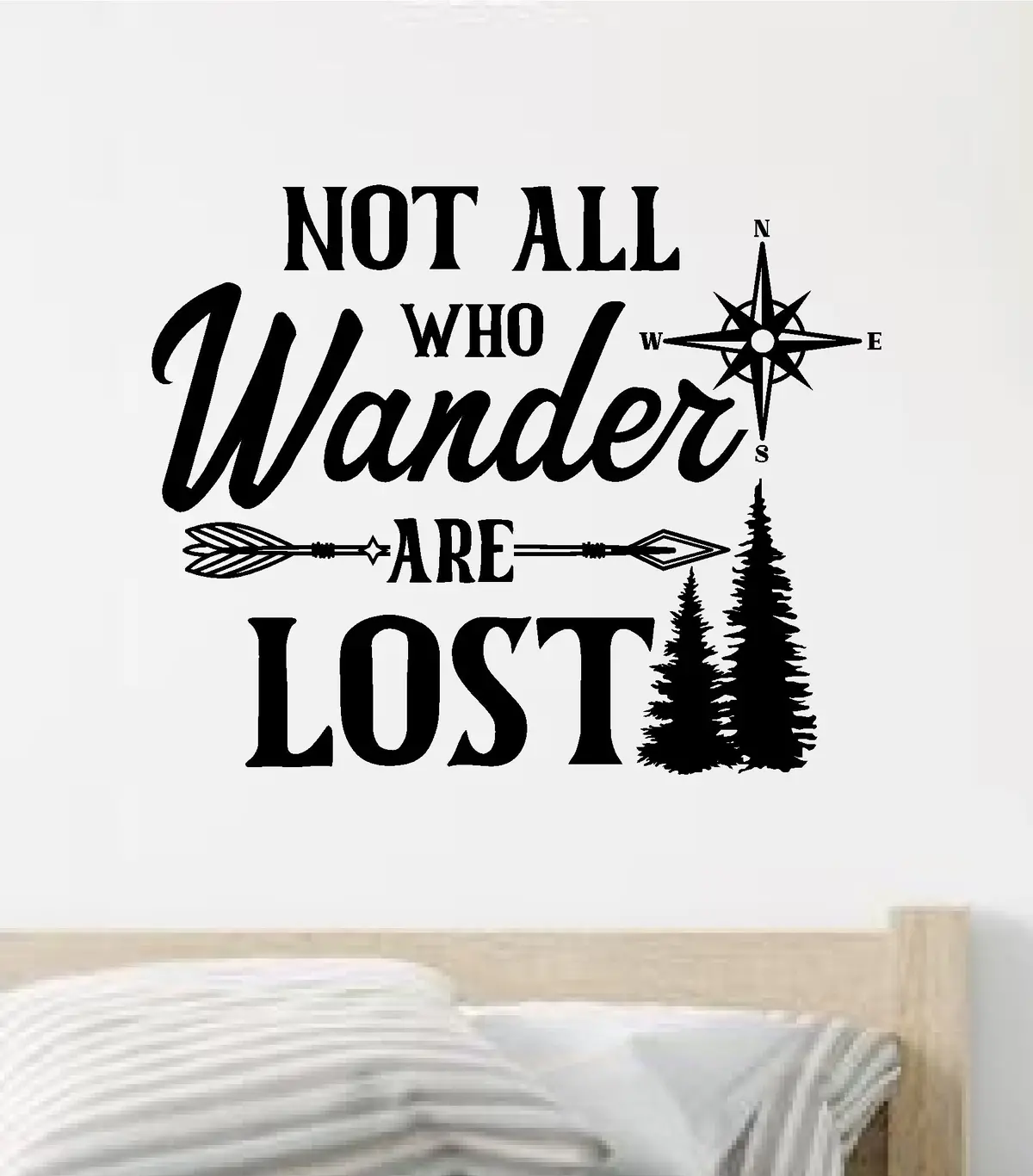 Not All Who Wander Are Lost V5 Wall Decal Home Decor Vinyl Sticker Art Bedroom Room Girls Boys Men Travel Rv Wanderlust Adventure Hike Mountains Camp 1