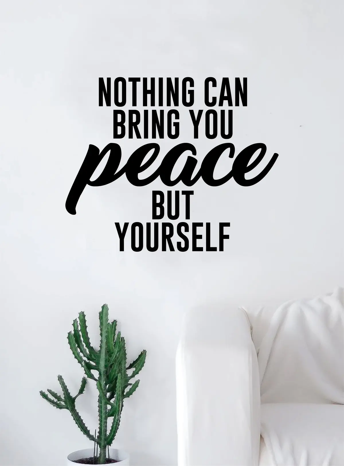Nothing Can Bring You Peace But Yourself Quote Decal Sticker Wall Vinyl Art Decor Home Buddha Inspirational Yoga Zen Meditate 1