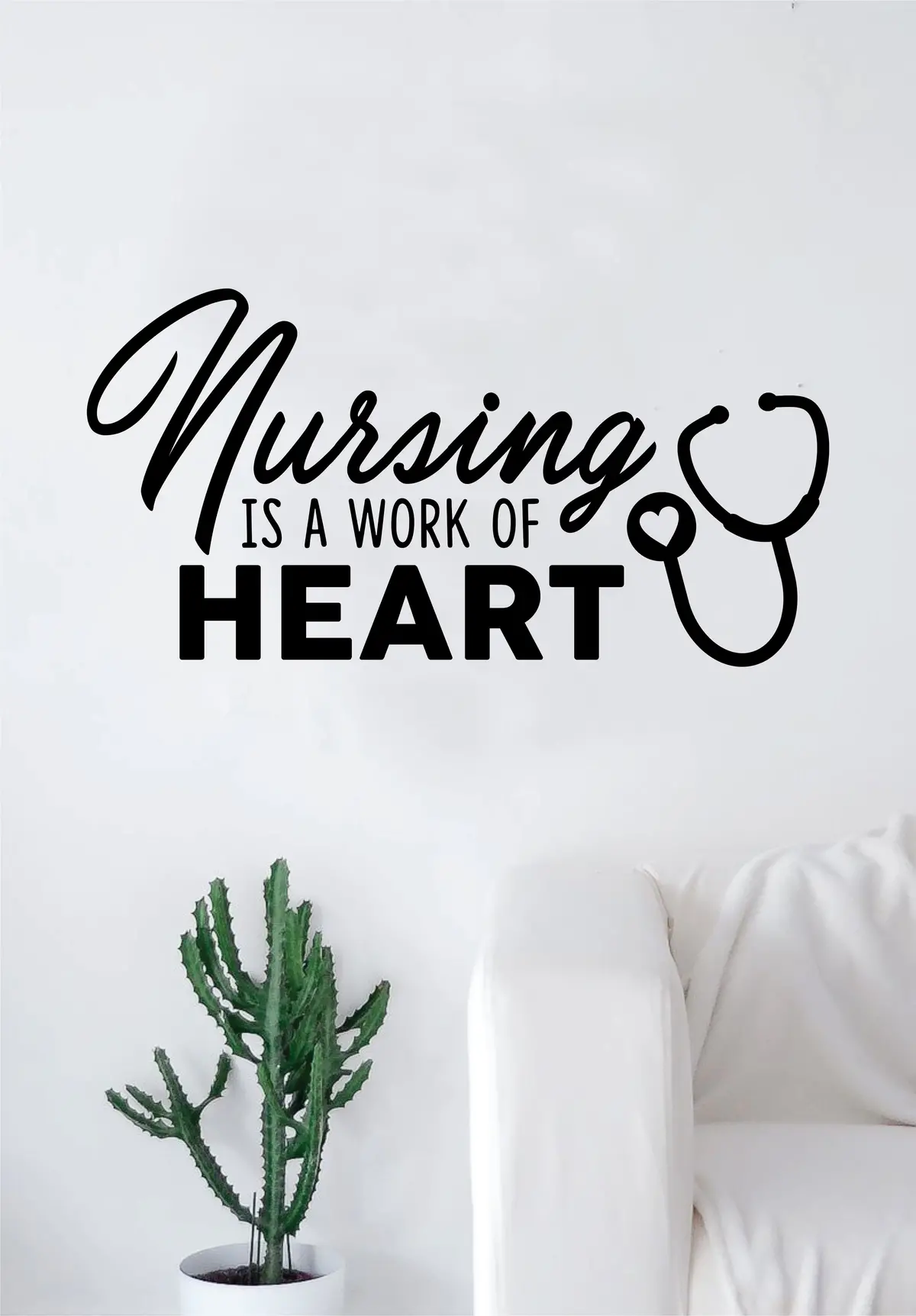 Nursing Is A Work Of Heart Quote Wall Decal Sticker Bedroom Living Room Art Vinyl Beautiful Inspirational Nurse Dr Doctor Love 1