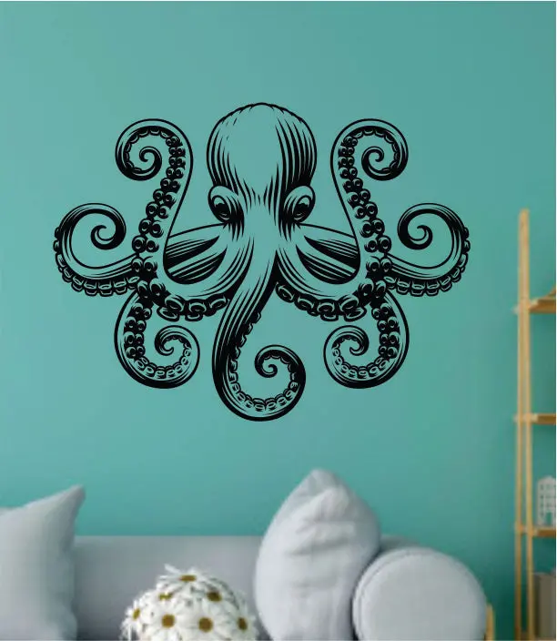 Octopus V9 Decal Sticker Wall Vinyl Art Home Room Decor Room Bedroom Ocean Beach Water Sea Fisherman Boat Nautical Sailor Fish Men Dad 1