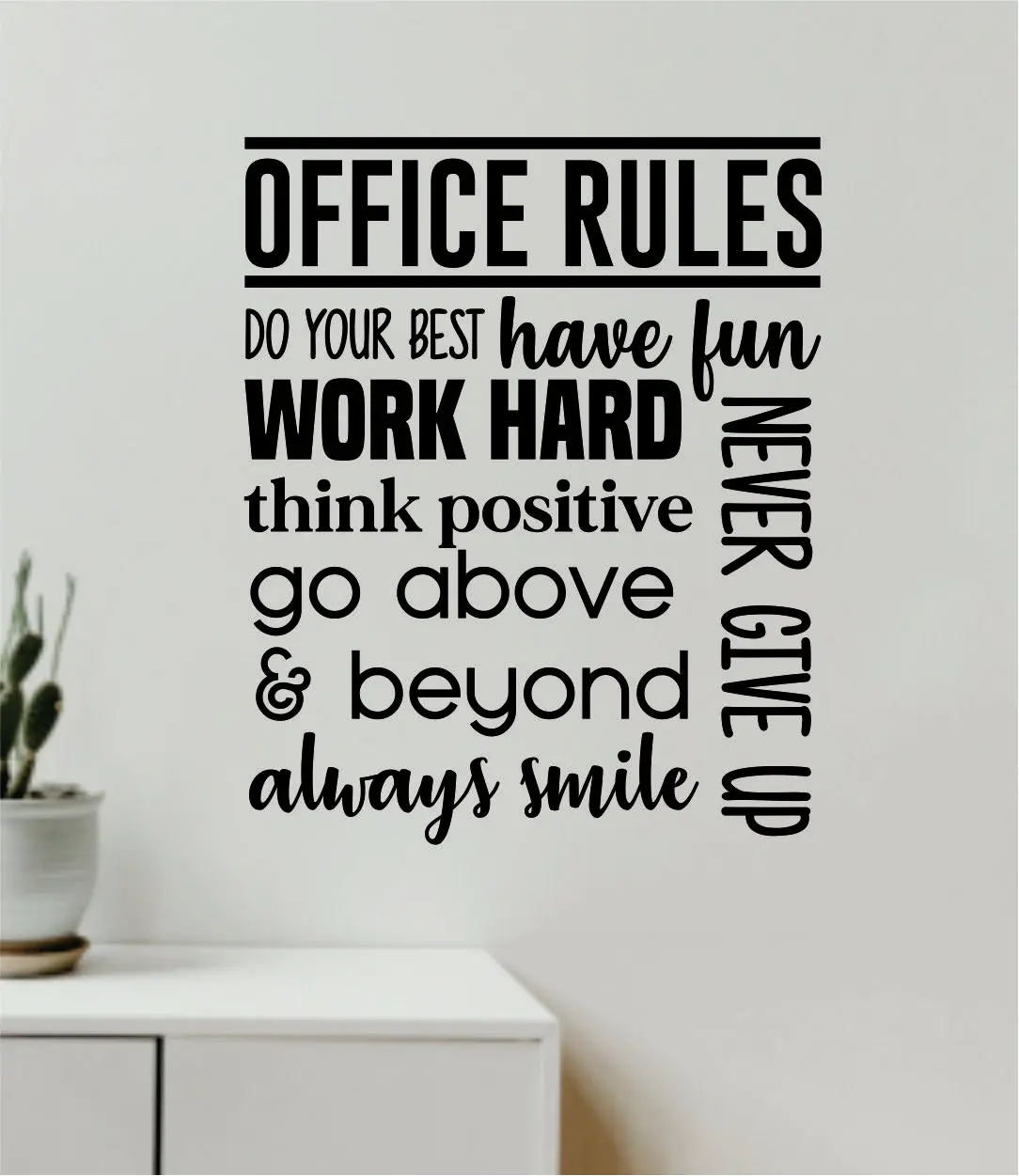 Office Rules Wall Decal Decor Art Sticker Vinyl Room Bedroom Teen Kids School Job Business Work Hard Motivational Inspirational 1