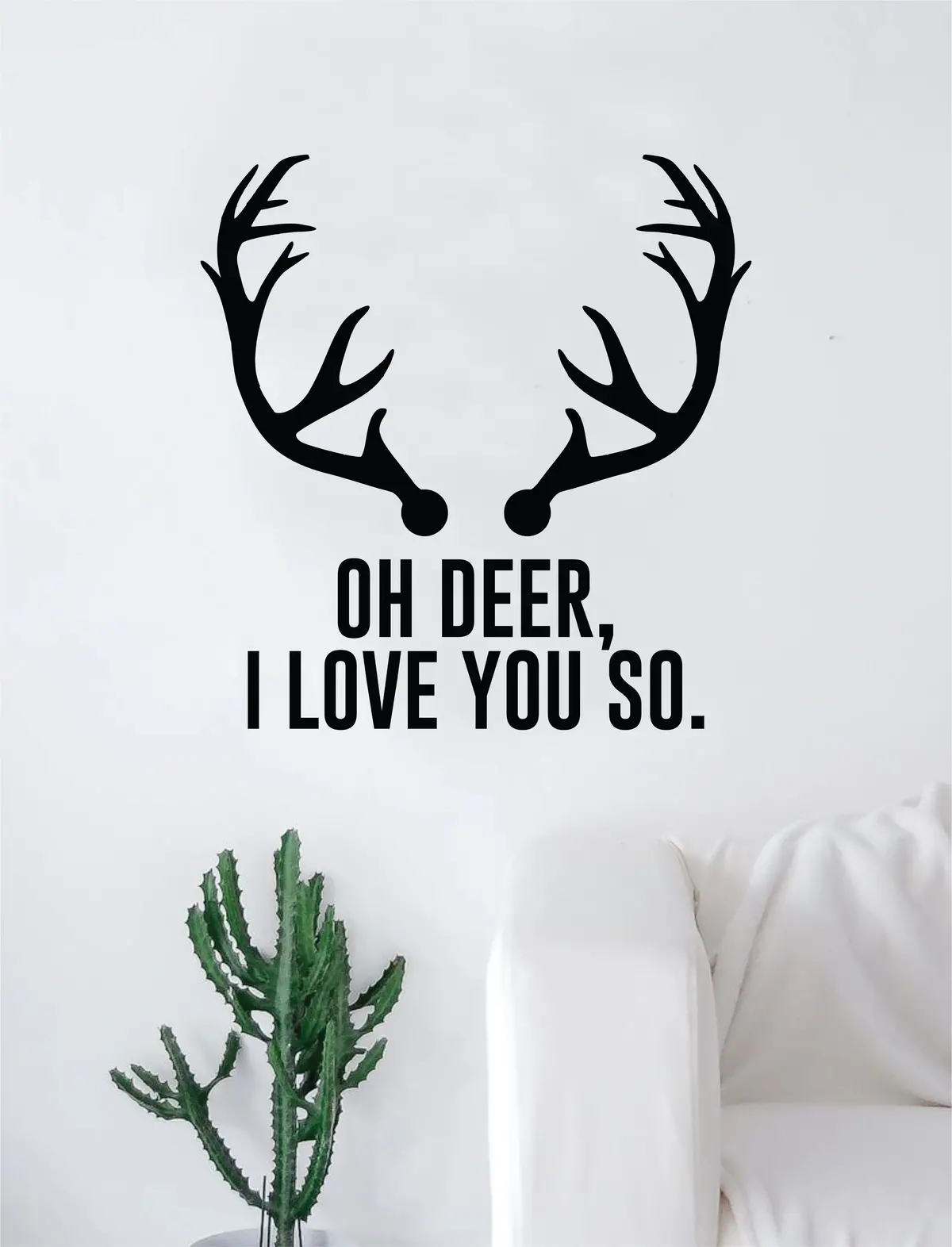 Oh Deer I Love You So Antlers Decal Sticker Wall Vinyl Art Home Decor Quote Inspirational Nursery Kids Children Animals 1