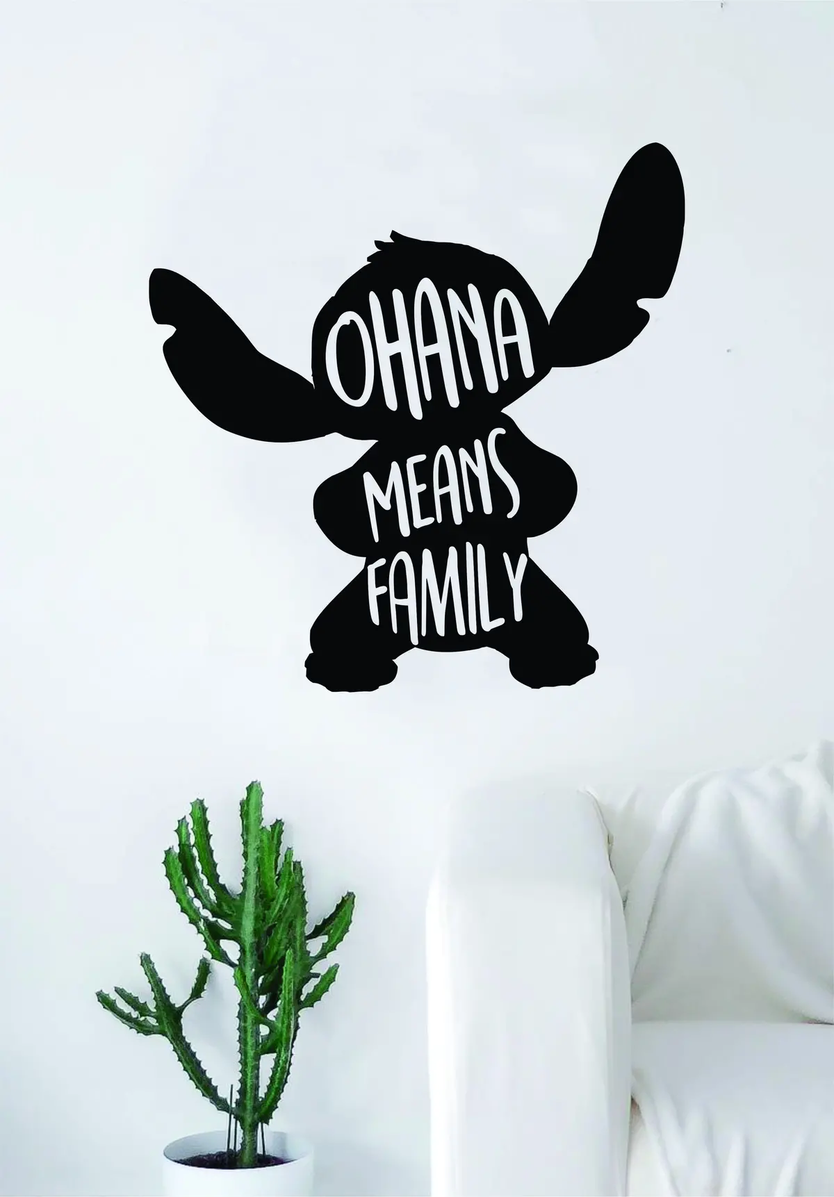 Ohana Means Family Stitch Silhouette Decal Sticker Wall Vinyl Decor Art Movie Kid Teen Lilo Disney Inspirational 1