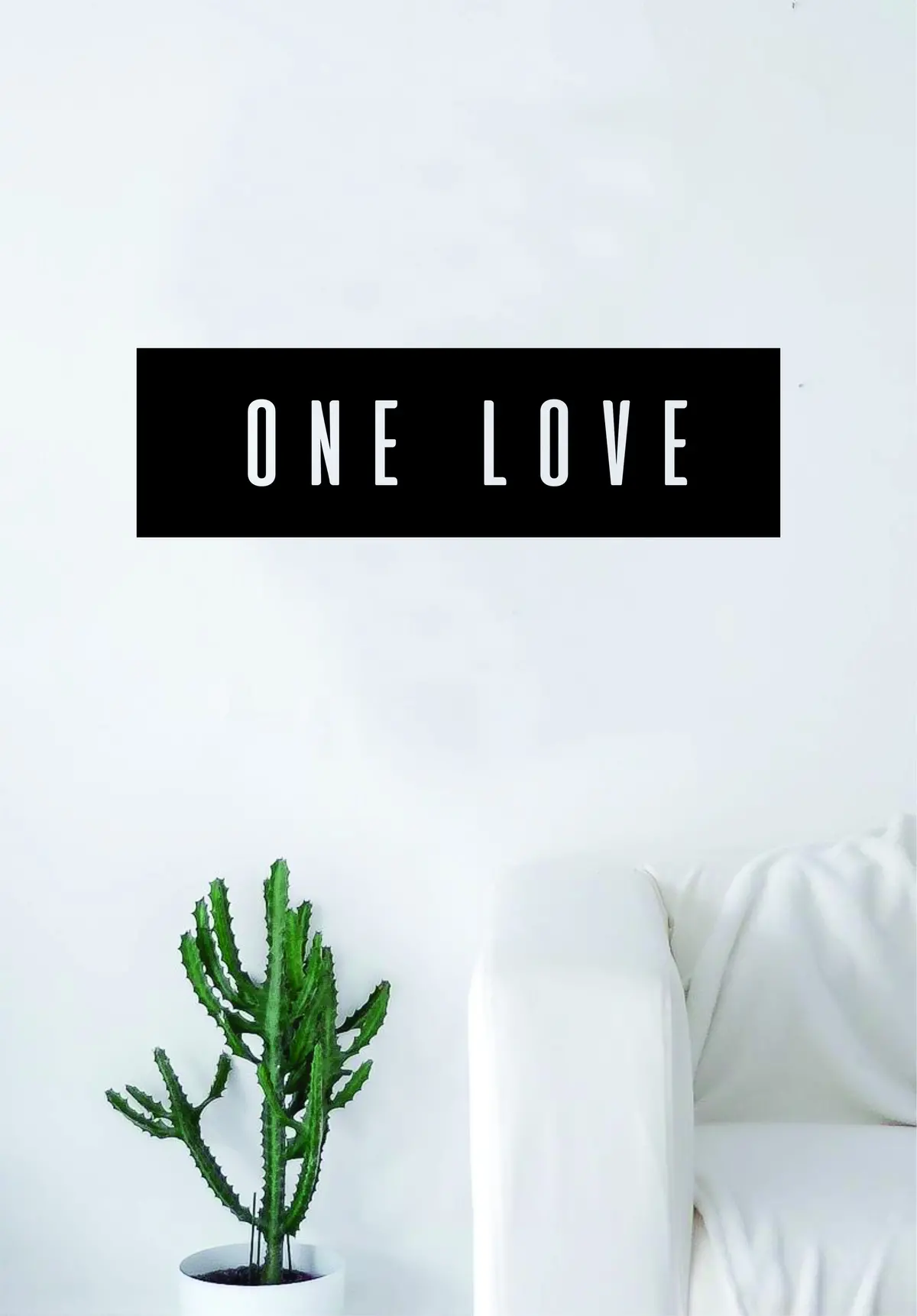 One Love Rectangle Wall Decal Sticker Vinyl Art Bedroom Living Room Decor Quote Bob Marley Reggae Rasta Music 1