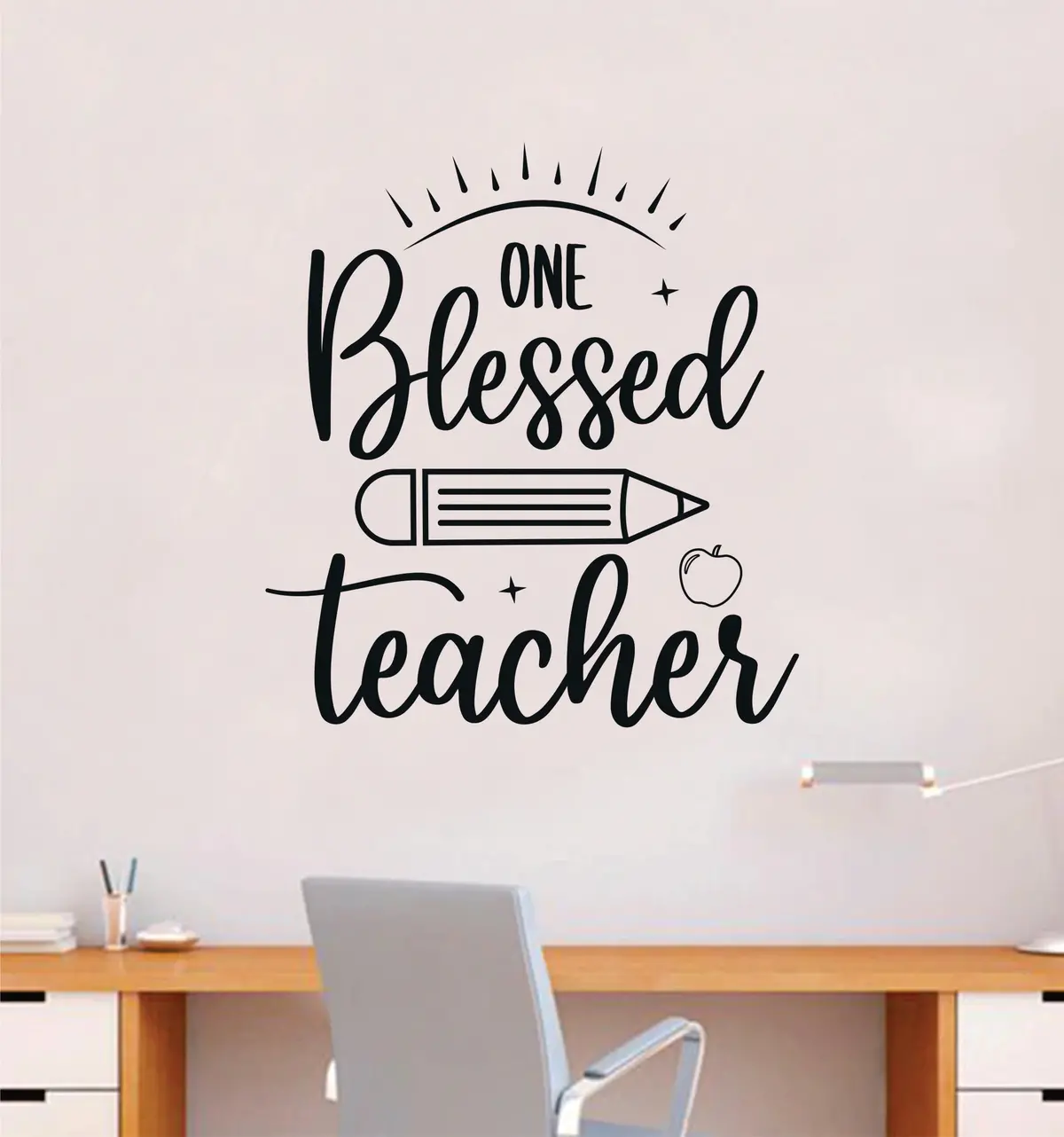 One Blessed Teacher Wall Decal Sticker Bedroom Room Art Vinyl Inspirational Teen Kids Baby Nursery Girls Boys School Classroom 1