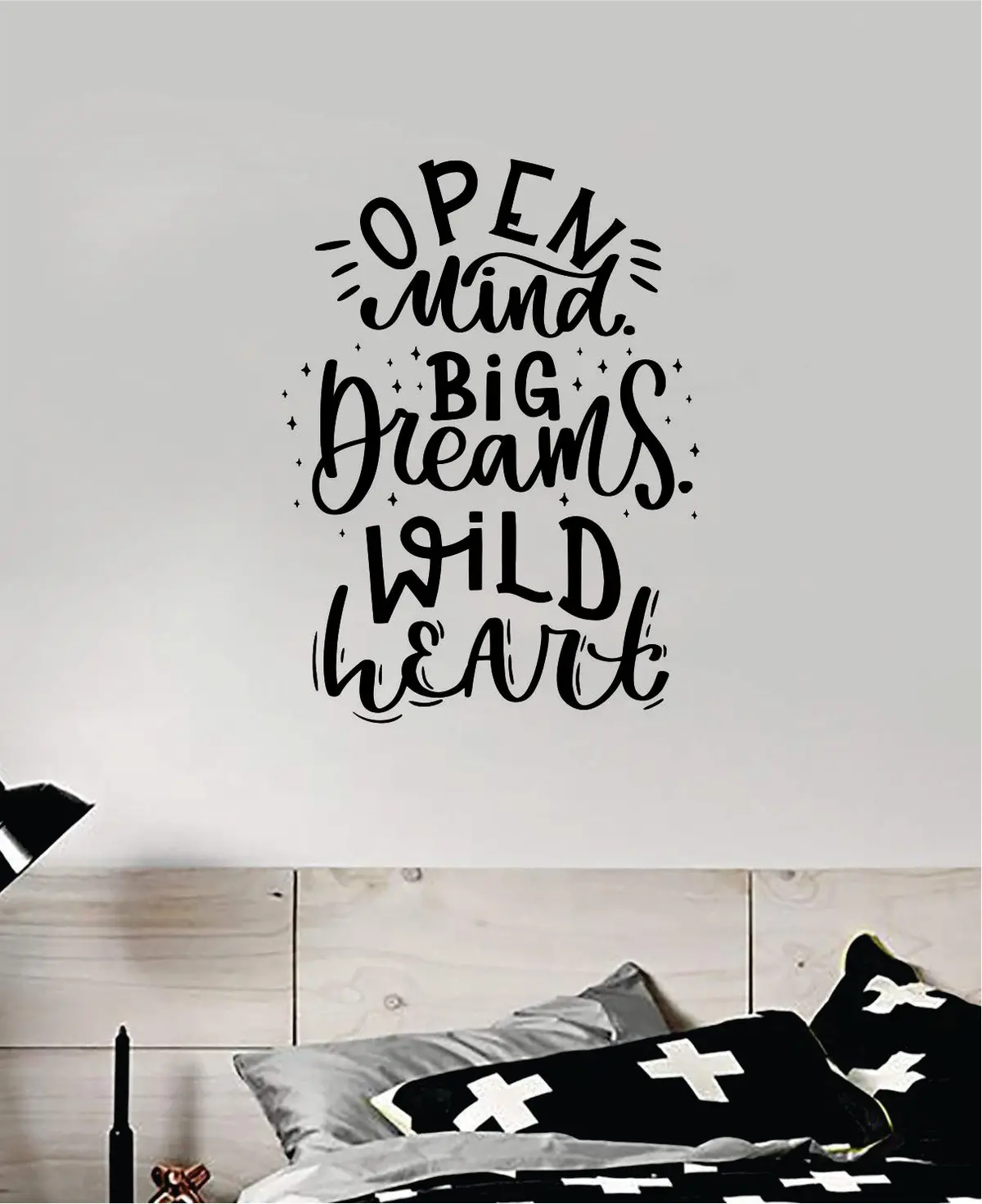 Open Mind Big Dreams Wild Heart Wall Decal Sticker Bedroom Room Art Vinyl Inspirational Travel Teen Kids Baby Nursery Girls School 1