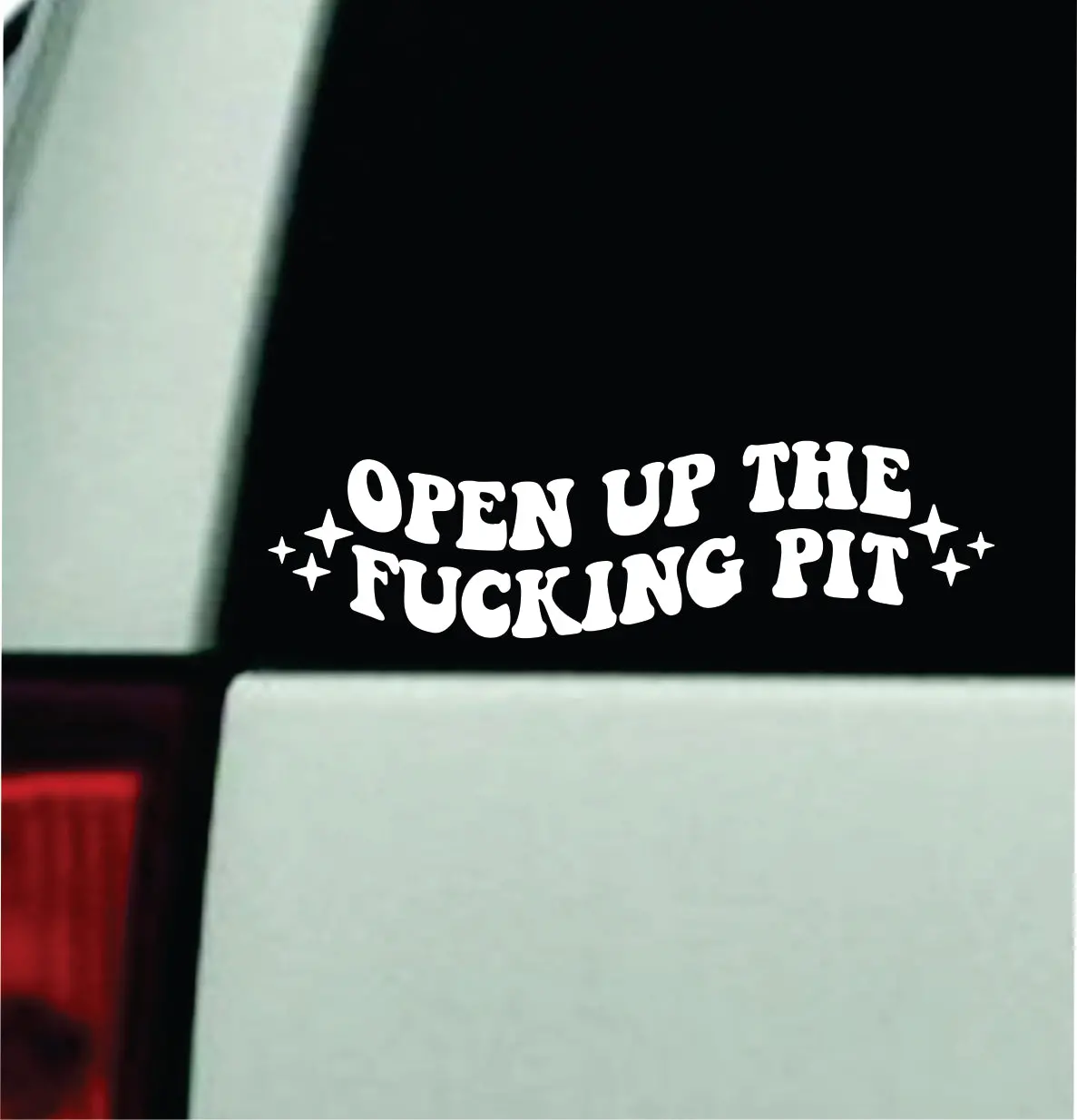 Open Up The Pit Car Decal Bumper Sticker Truck Mirror Window Windshield Girls Emo Goth Blegh Hardcore Metal 1