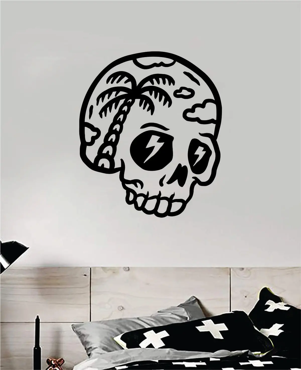 Palm Tree Skull V2 Art Wall Decal Sticker Vinyl Room Bedroom Home Decor Teen Day Of The Dead Zombie Sugarskull Beach Tattoo 1