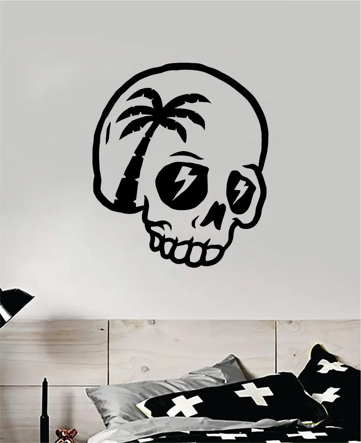 Palm Tree Skull Art Wall Decal Sticker Vinyl Room Bedroom Home Decor Teen Day Of The Dead Zombie Sugarskull Beach Tattoo 1
