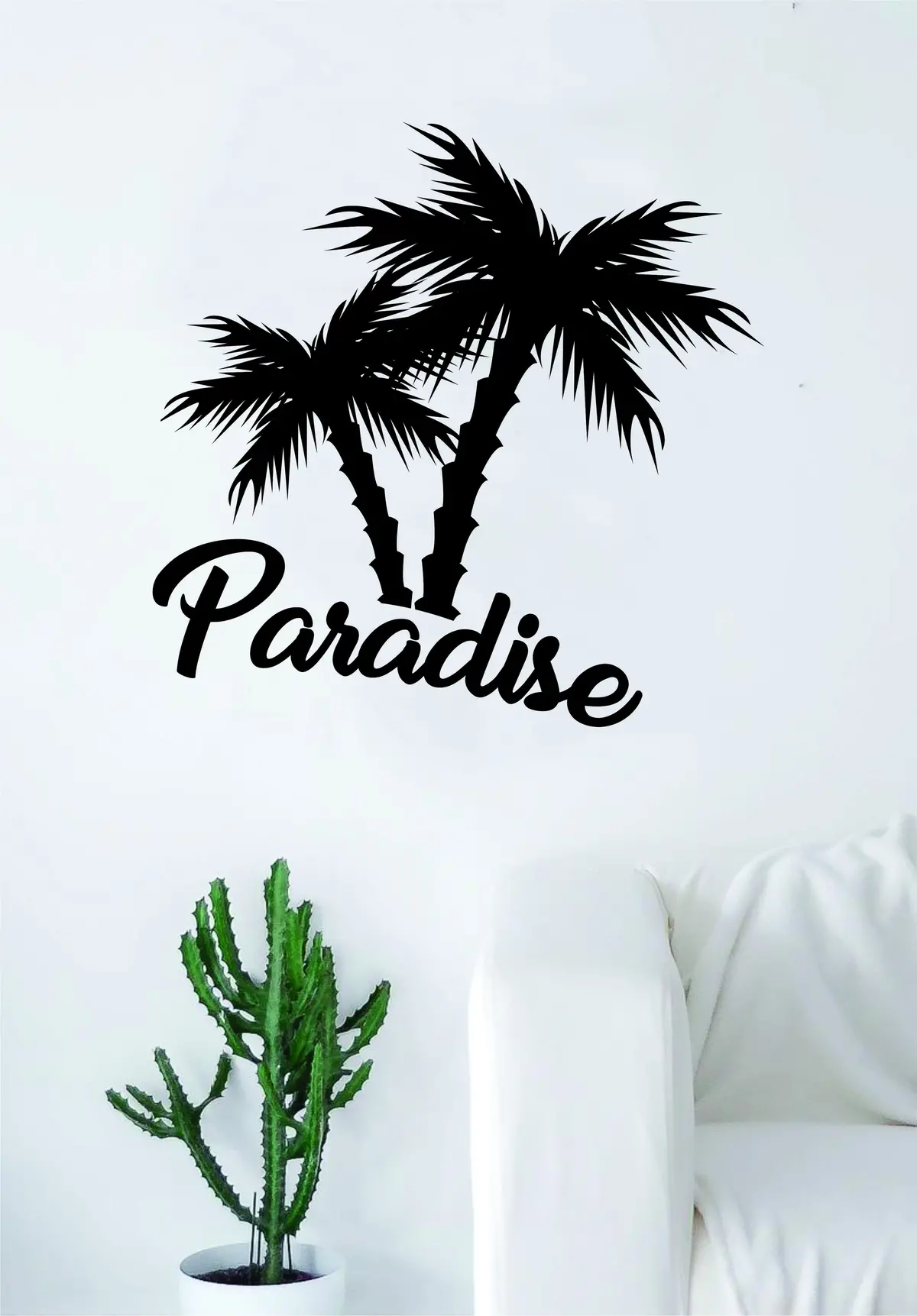 Paradise Palm Trees Quote Decal Sticker Wall Vinyl Decor Art Living Room Bedroom Ocean Beach Adventure 1