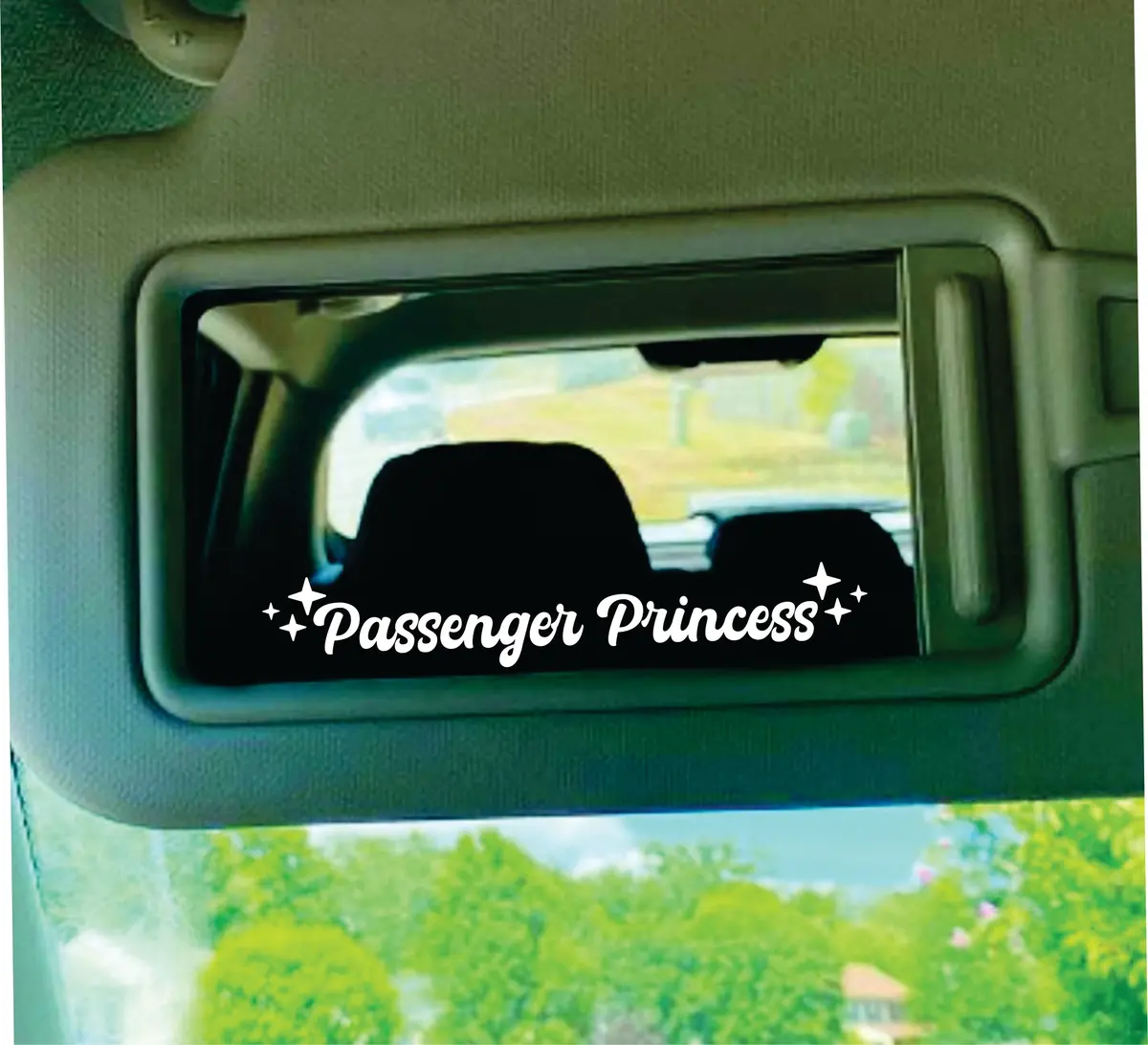 Passenger Princess V2 Car Decal Truck Window Windshield Jdm Bumper Sticker Vinyl Lettering Quote Girls Funny Mom Milf Beauty Make Up Selfie Mirror Boyfriend Girlfriend 1